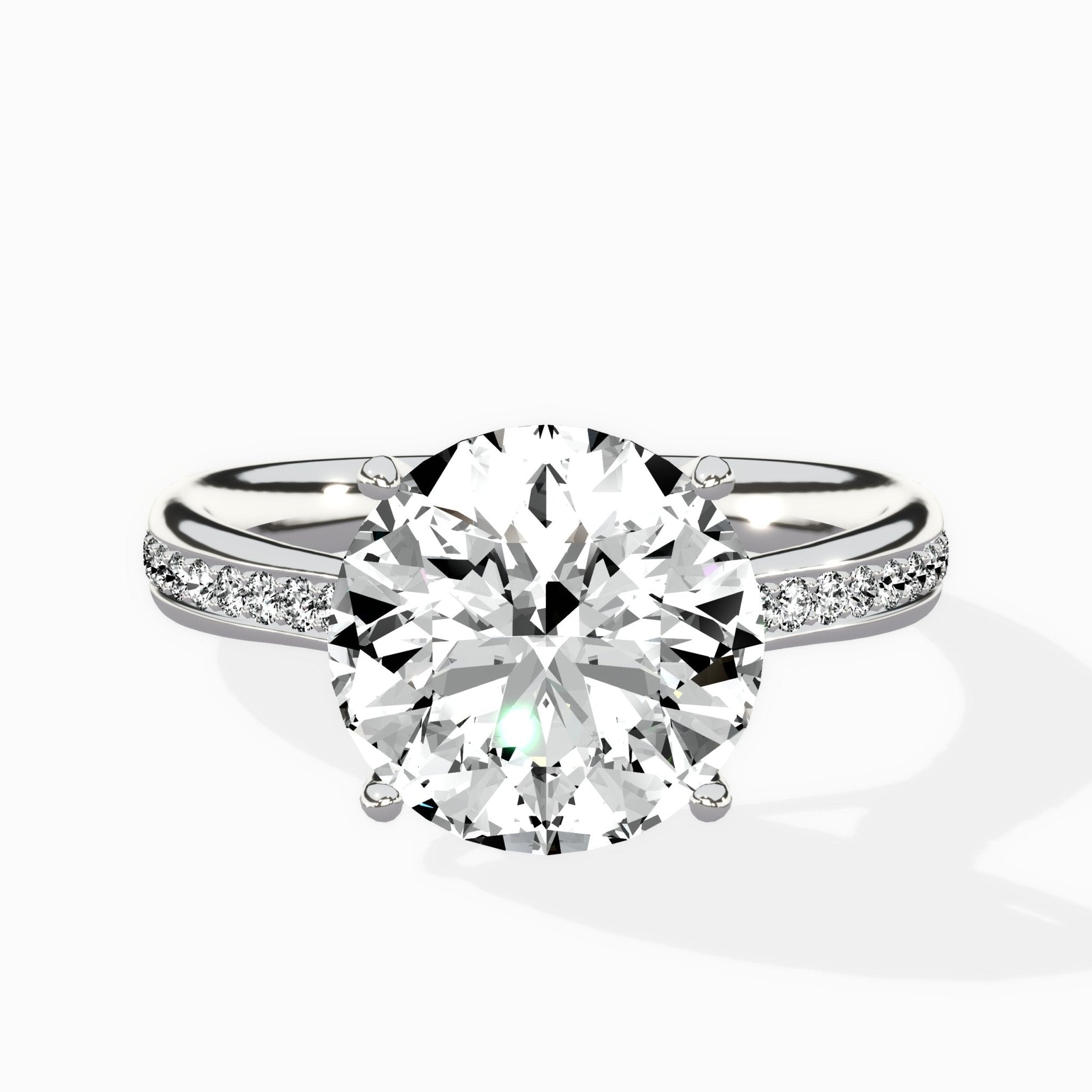 Hidden Halo Pave Solitaire Ring Engagement Ring - The Better Diamonds