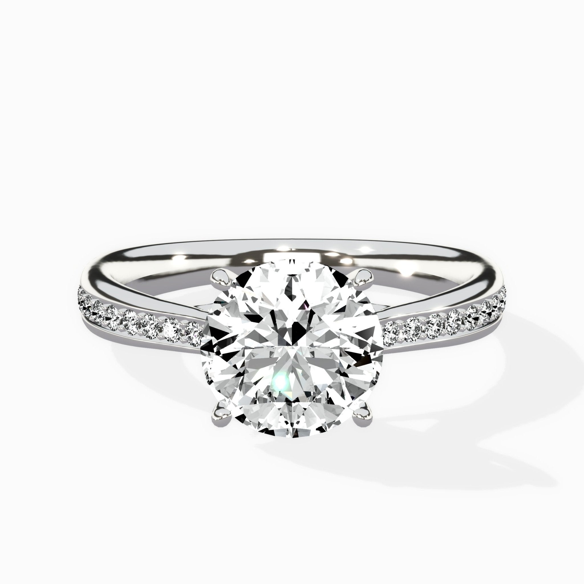 Hidden Halo Pave Solitaire Ring Engagement Ring - The Better Diamonds