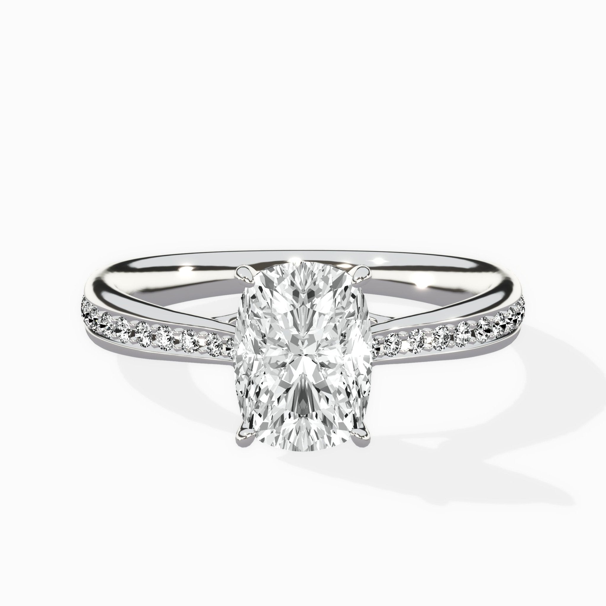 Hidden Halo Pave Solitaire Ring Engagement Ring - The Better Diamonds