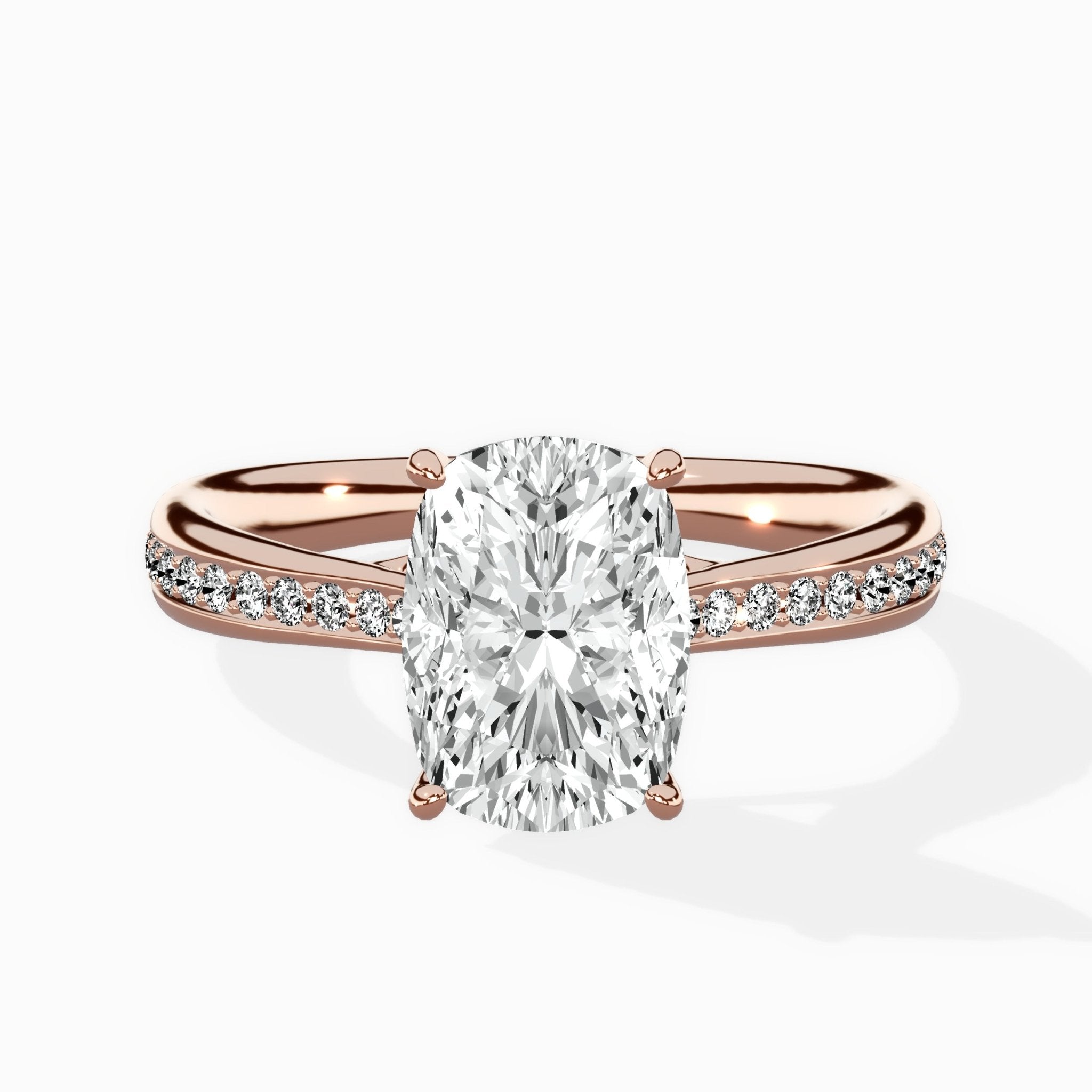 Hidden Halo Pave Solitaire Ring Engagement Ring - The Better Diamonds