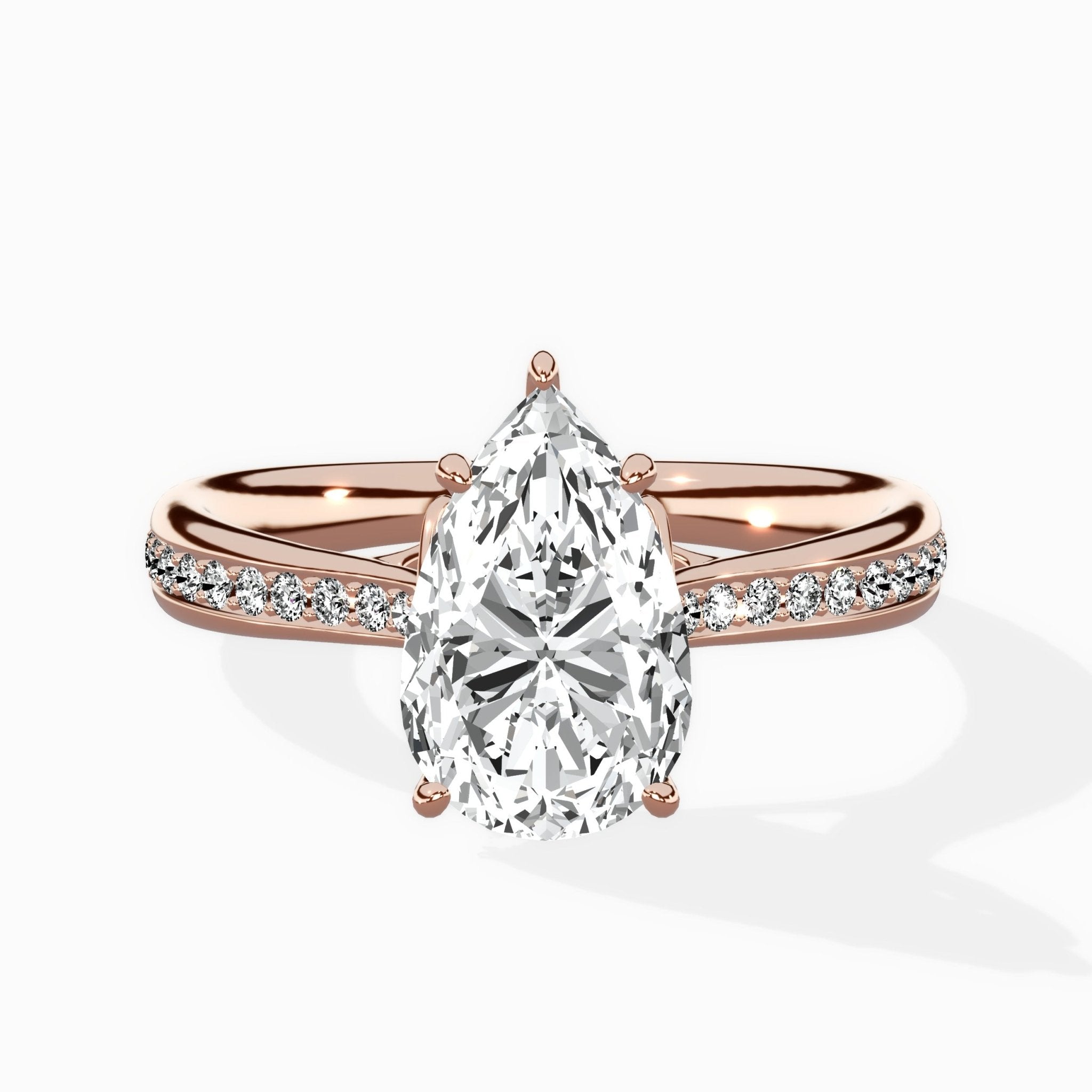 Hidden Halo Pave Solitaire Ring Engagement Ring - The Better Diamonds
