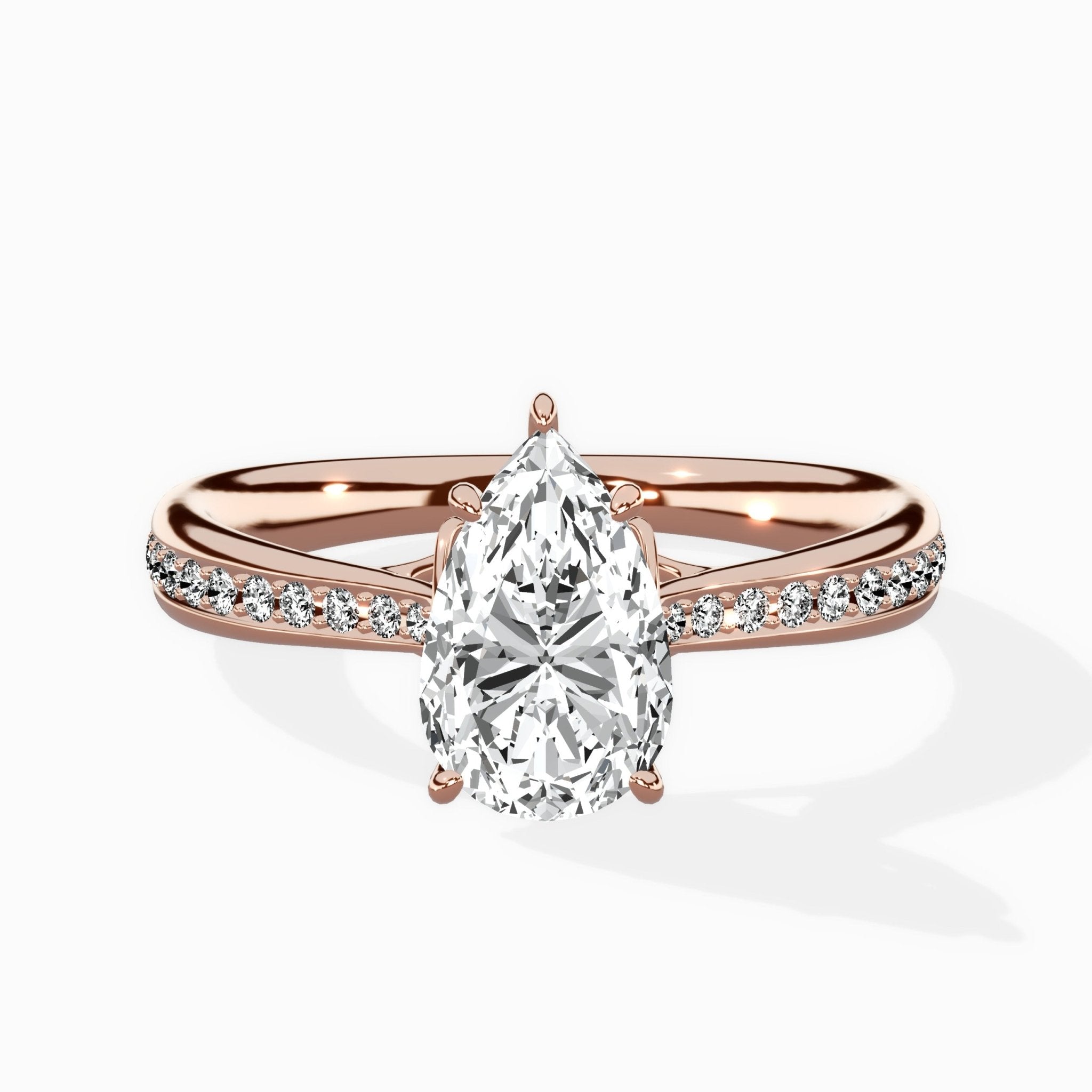 Hidden Halo Pave Solitaire Ring Engagement Ring - The Better Diamonds