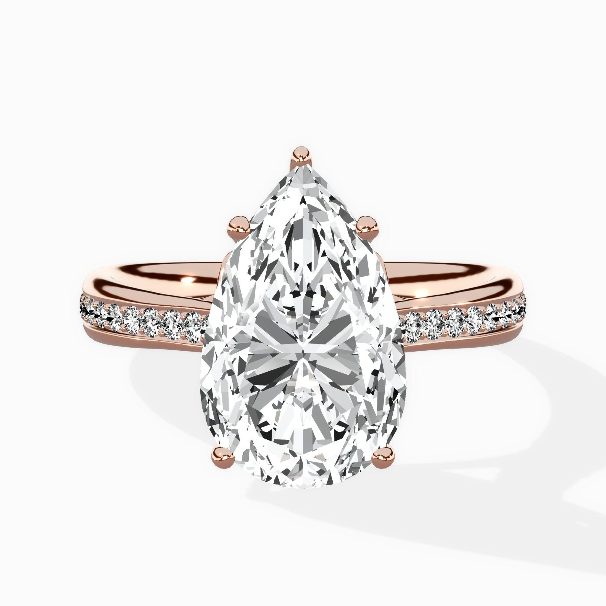 Hidden Halo Pave Solitaire Ring Engagement Ring - The Better Diamonds