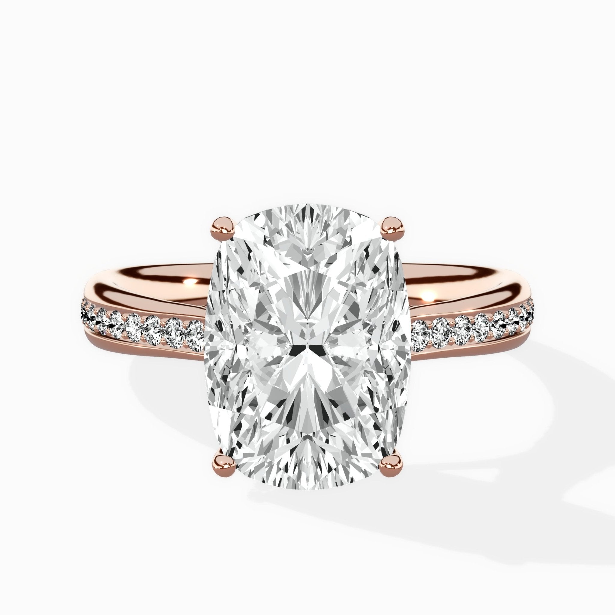 Hidden Halo Pave Solitaire Ring Engagement Ring - The Better Diamonds