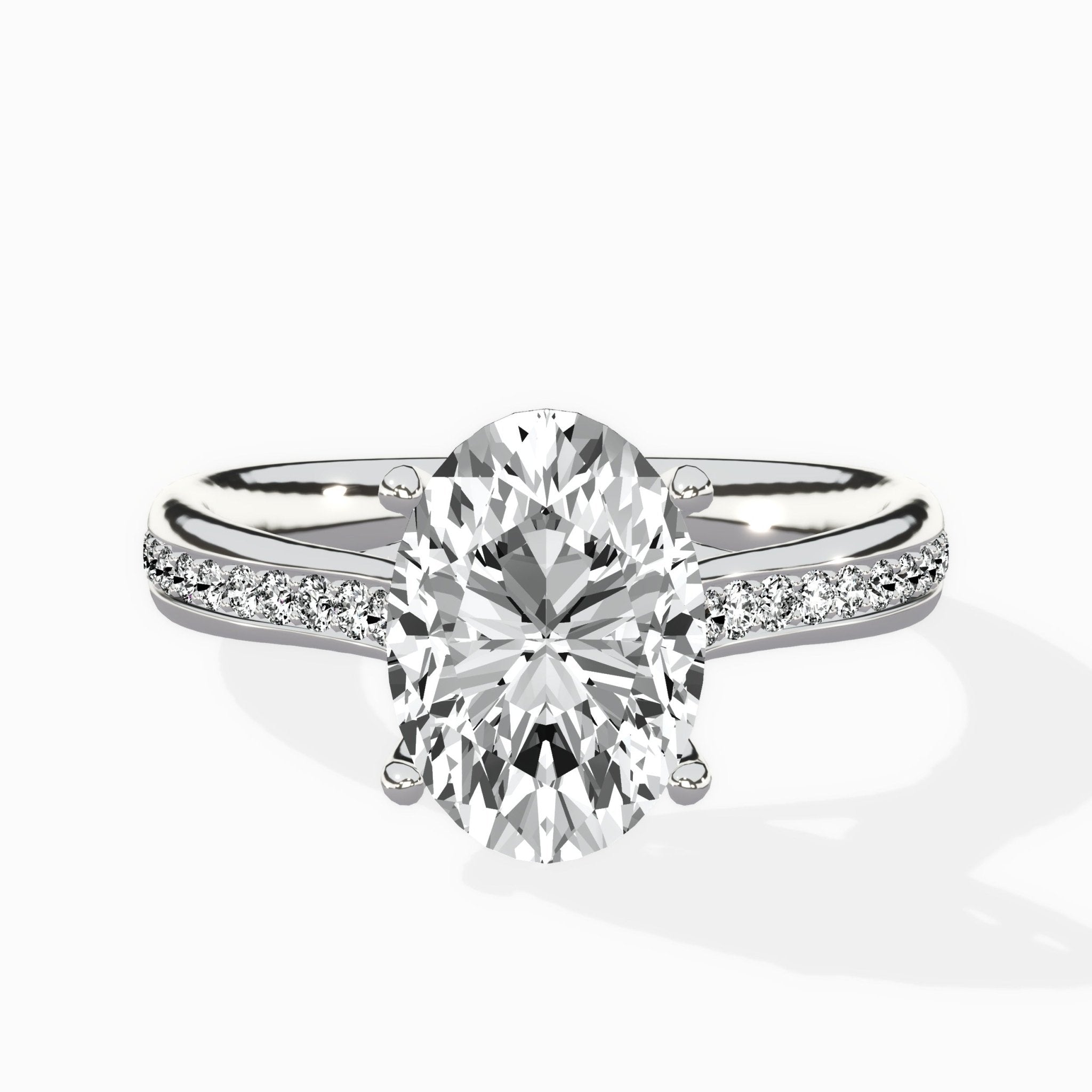 Hidden Halo Pave Solitaire Ring Engagement Ring - The Better Diamonds