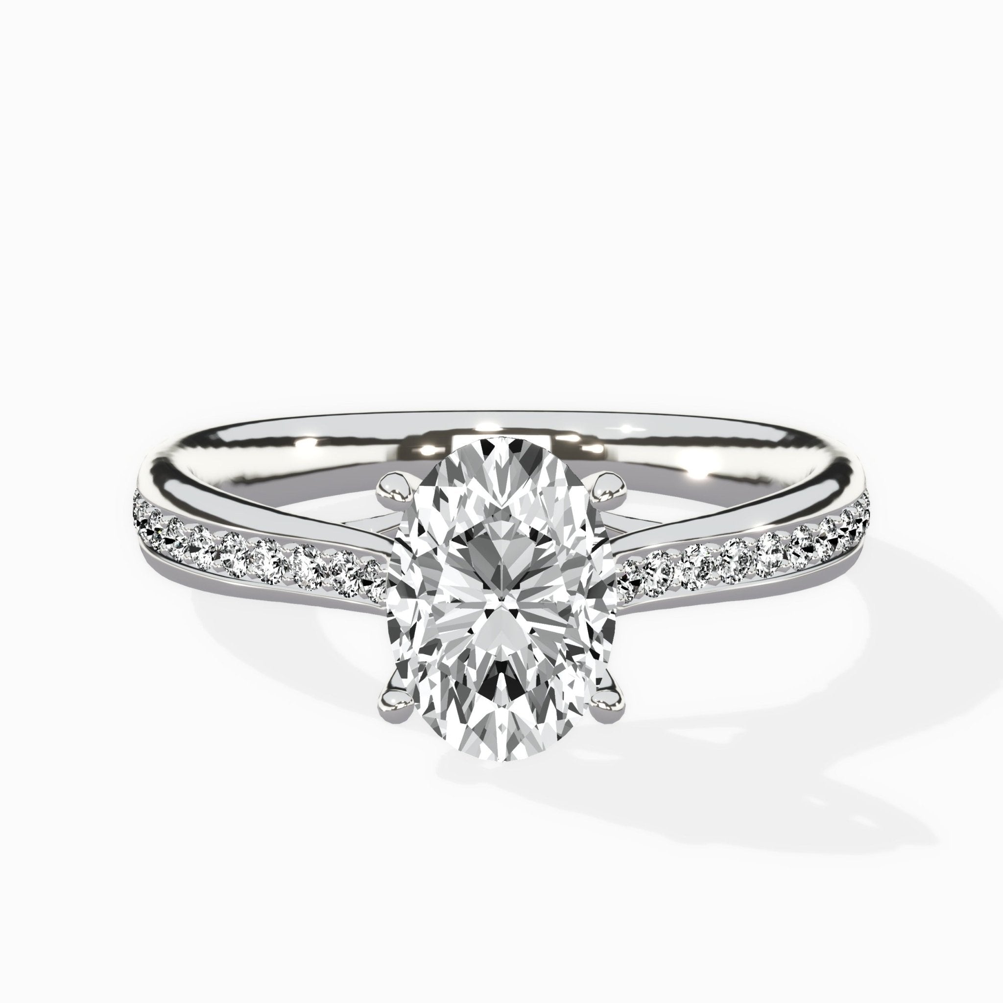 Hidden Halo Pave Solitaire Ring Engagement Ring - The Better Diamonds