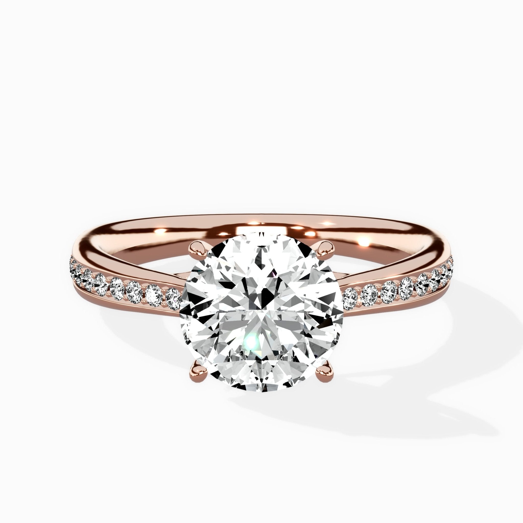 Hidden Halo Pave Solitaire Ring Engagement Ring - The Better Diamonds