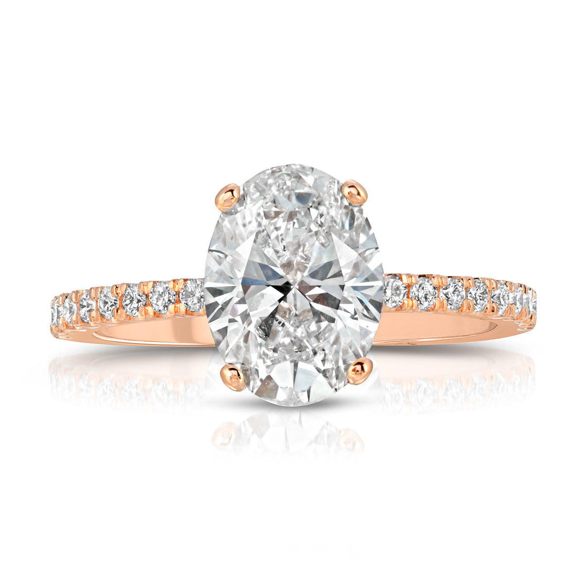 Alluring Hidden Halo Oval Engagement Ring in Rose Gold