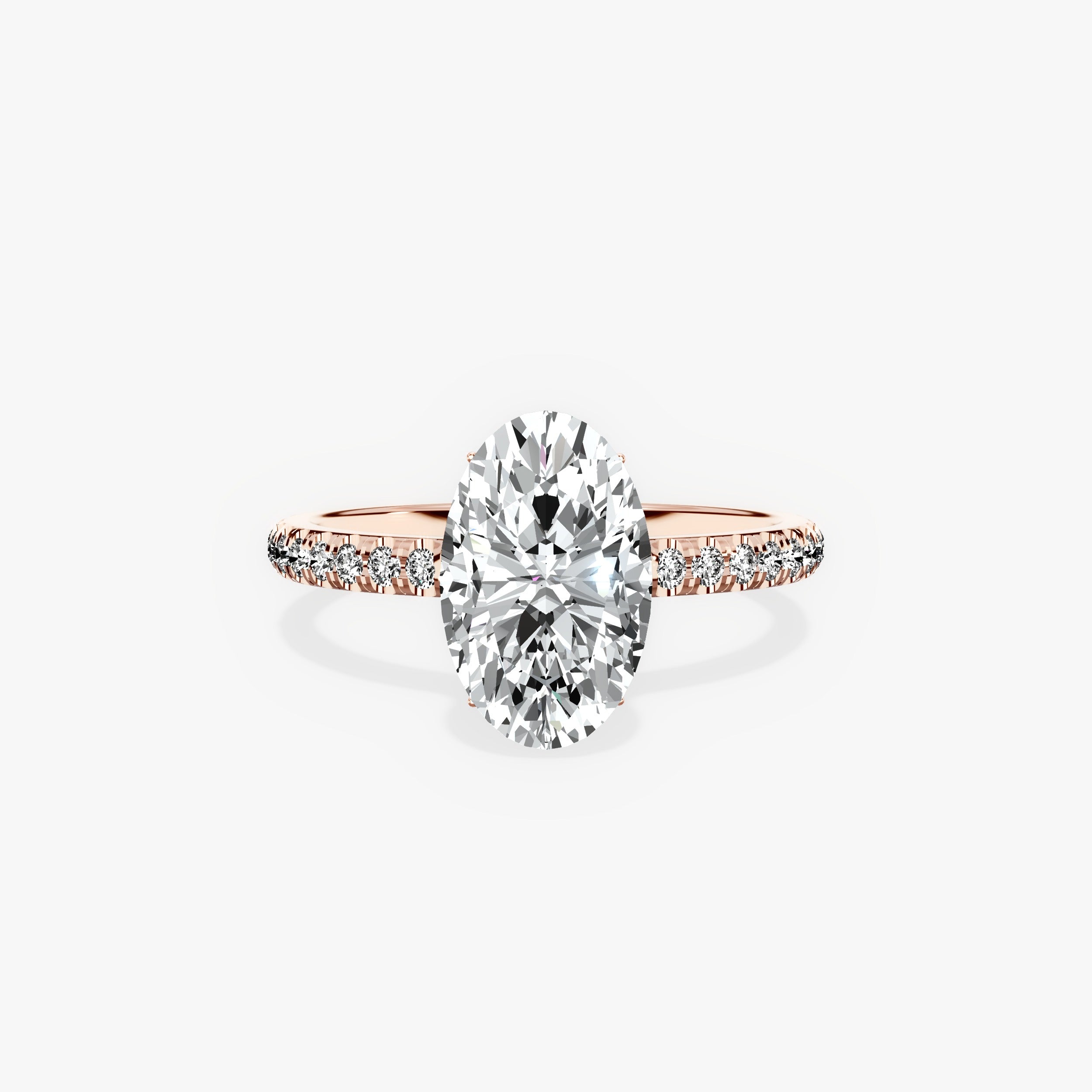 Alluring Hidden Halo Oval Engagement Ring in Rose Gold