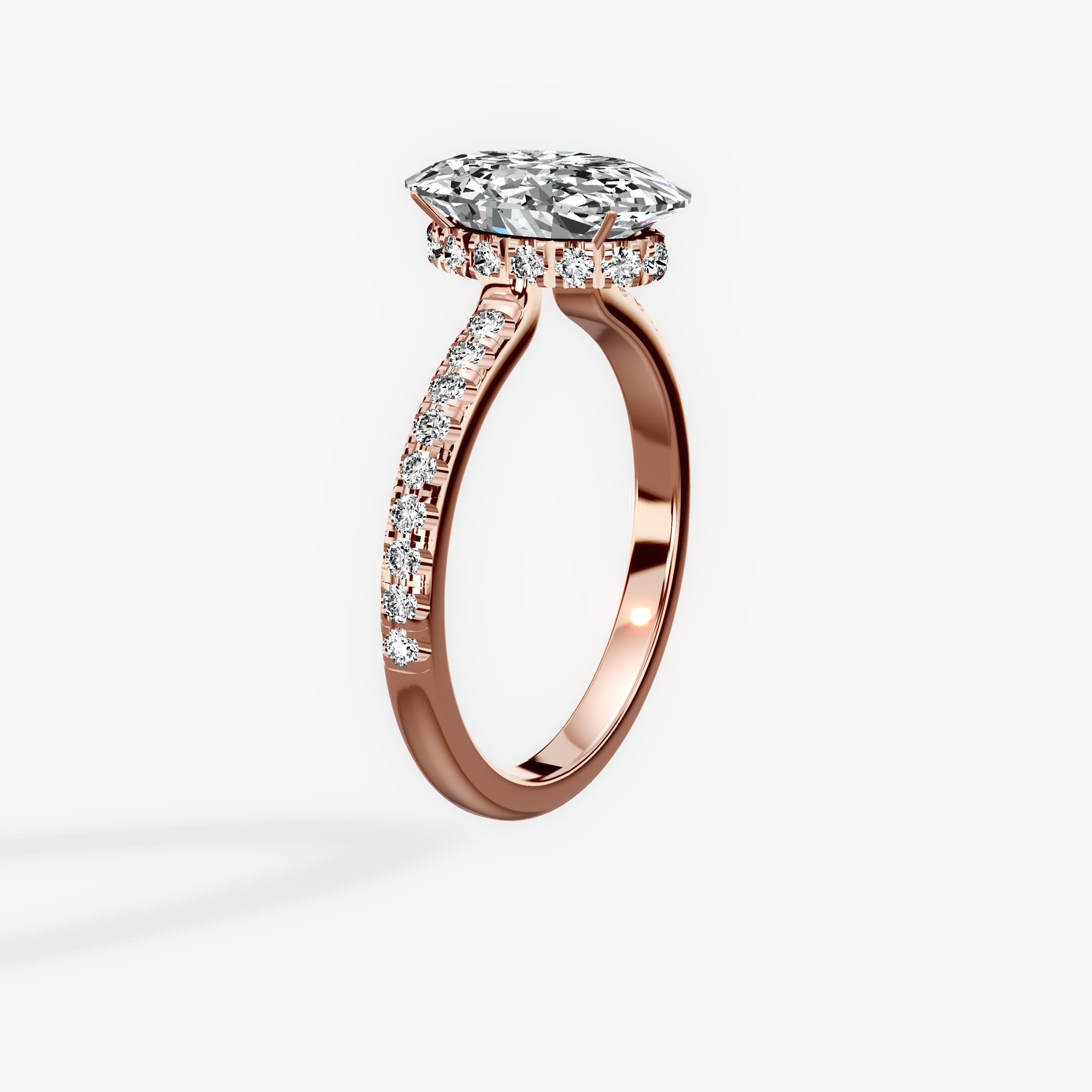 Alluring Hidden Halo Oval Engagement Ring in Rose Gold