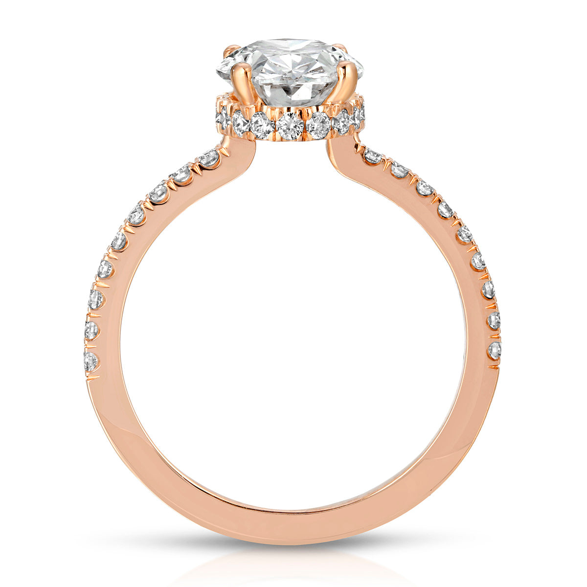 Alluring Hidden Halo Oval Engagement Ring in Rose Gold