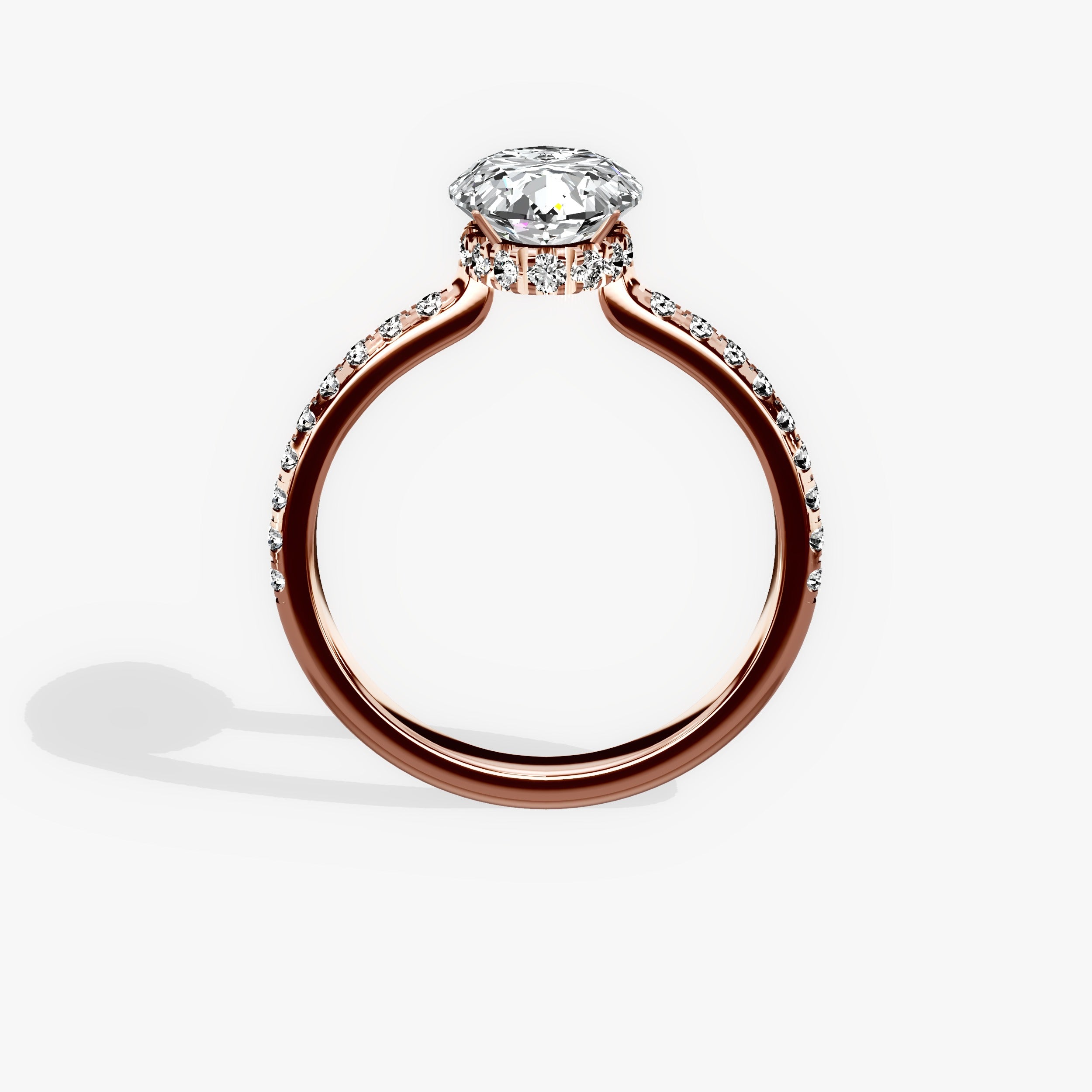 Alluring Hidden Halo Oval Engagement Ring in Rose Gold