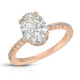 Alluring Hidden Halo Oval Engagement Ring in Rose Gold