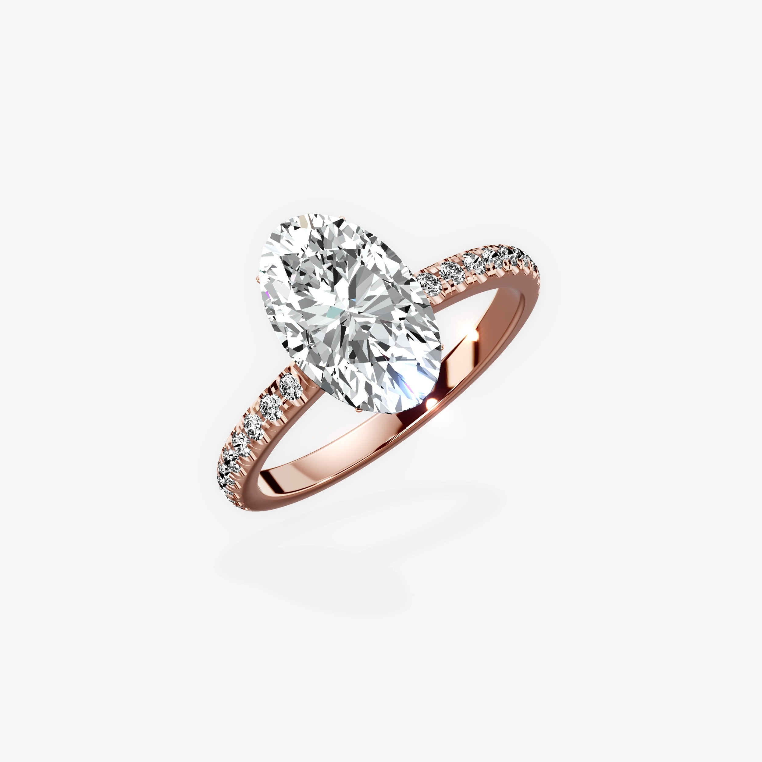 Alluring Hidden Halo Oval Engagement Ring in Rose Gold