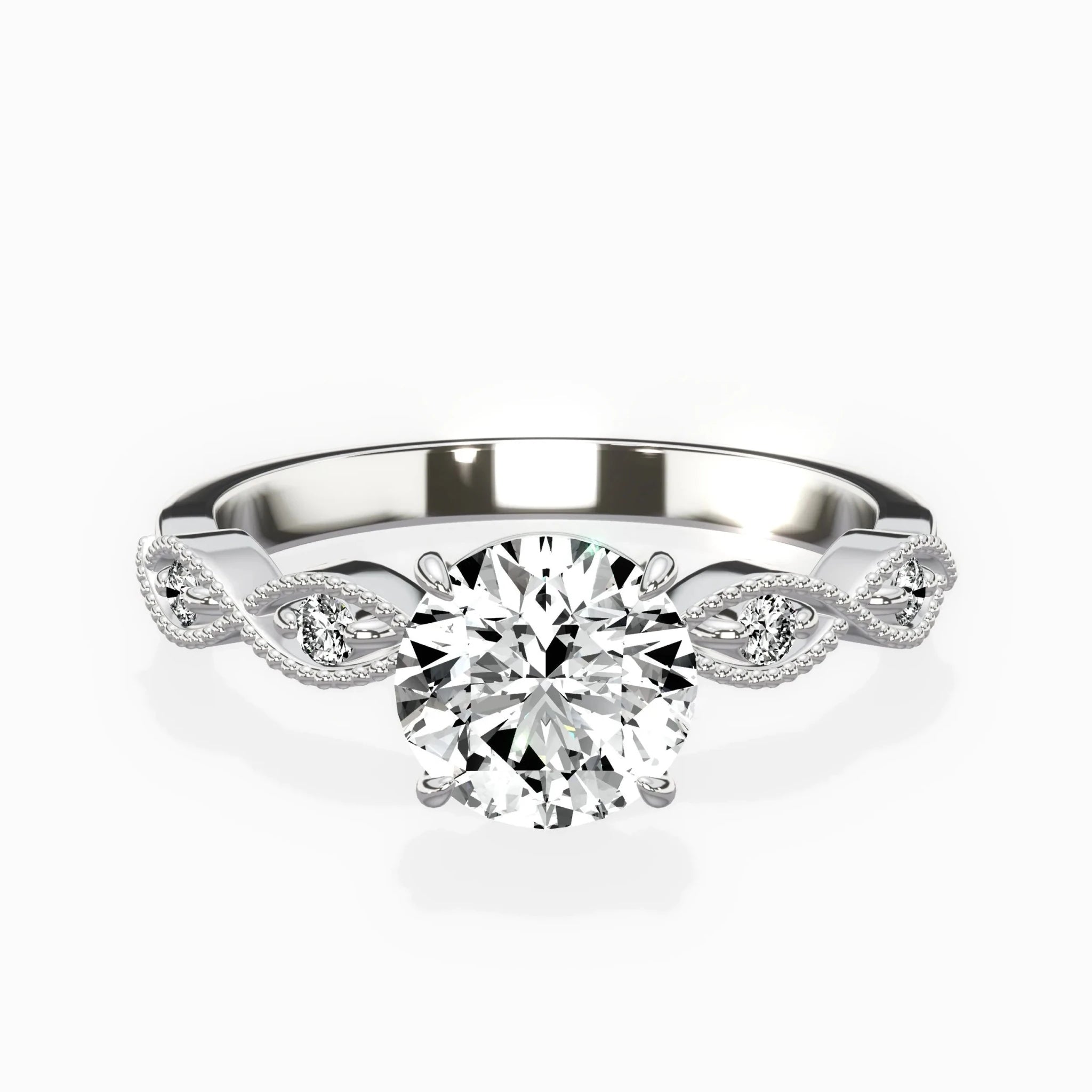 Infinity Solitaire 1.02 ct Round Engagement Ring in White Gold - The Better Diamonds