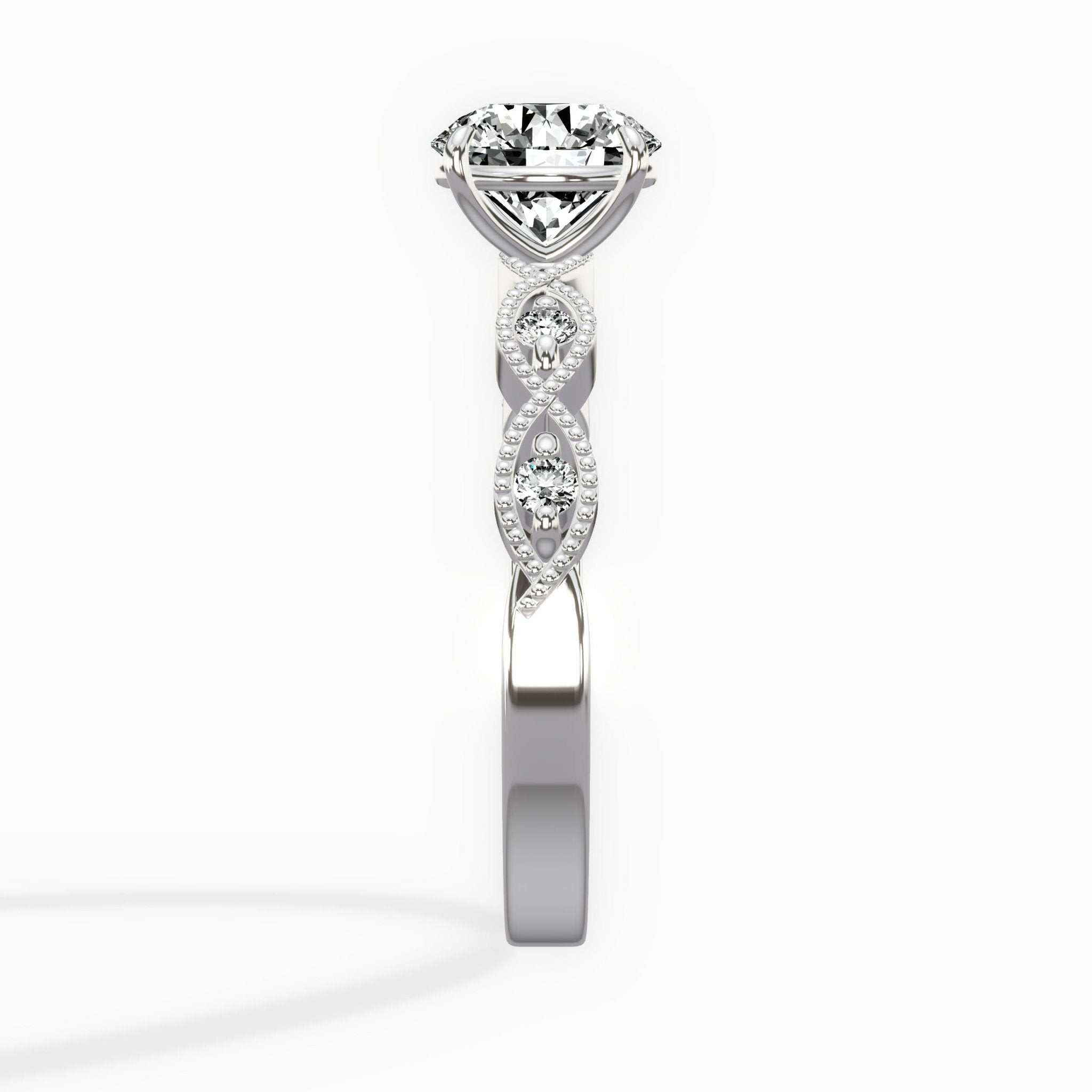 Infinity Solitaire 1.02 ct Round Lab Grown Diamond Engagement Ring in 14K White Gold - The Better Diamonds
