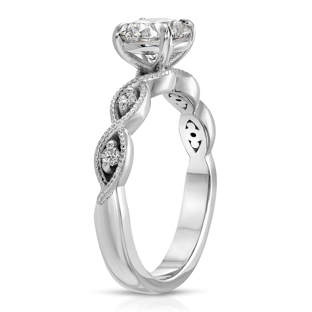 Infinity Solitaire Round Engagement Ring in White Gold