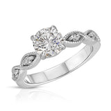 Infinity Solitaire Round Engagement Ring in White Gold