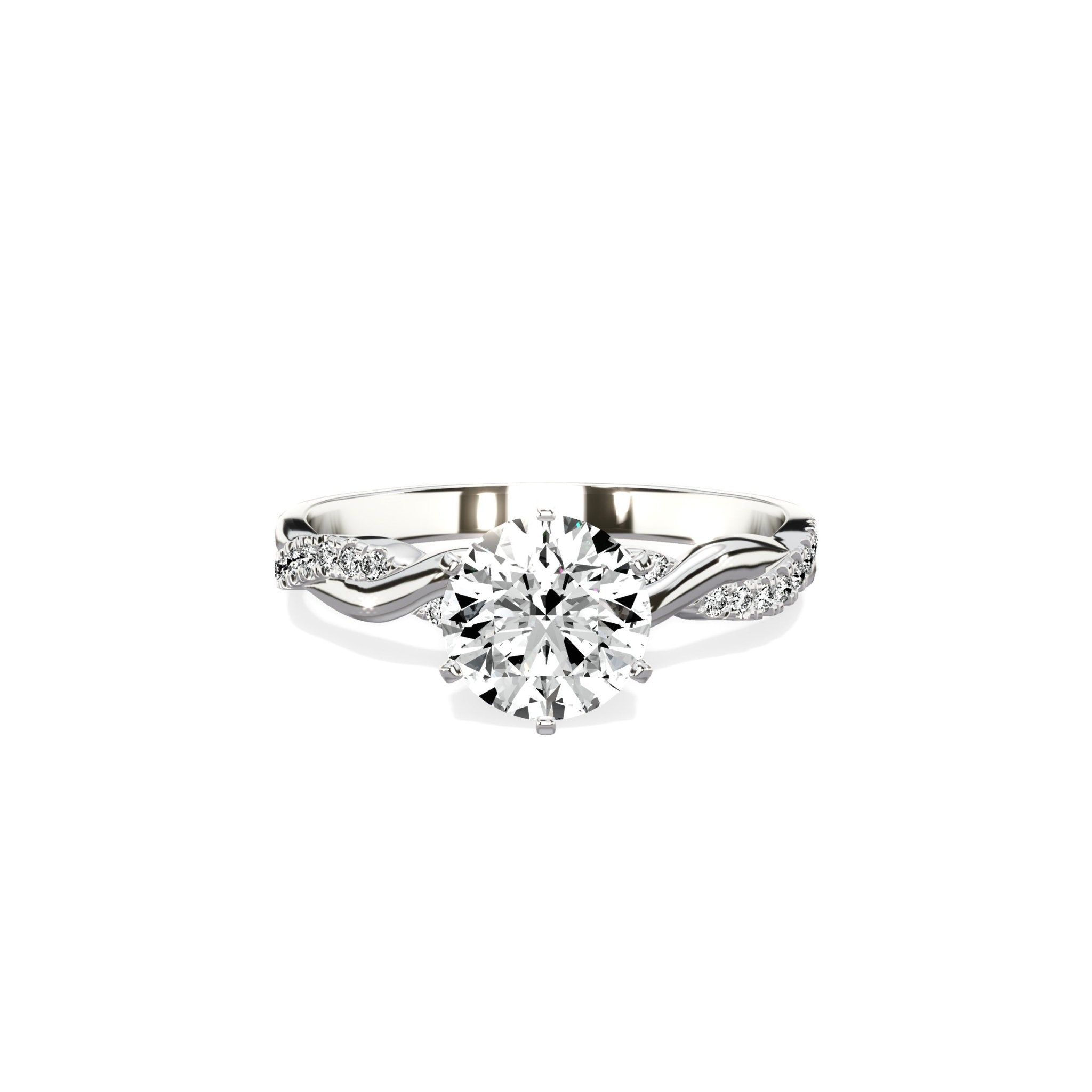 Intertwined Solitaire 1.01 ct Round Engagement Ring in White Gold - The Better Diamonds