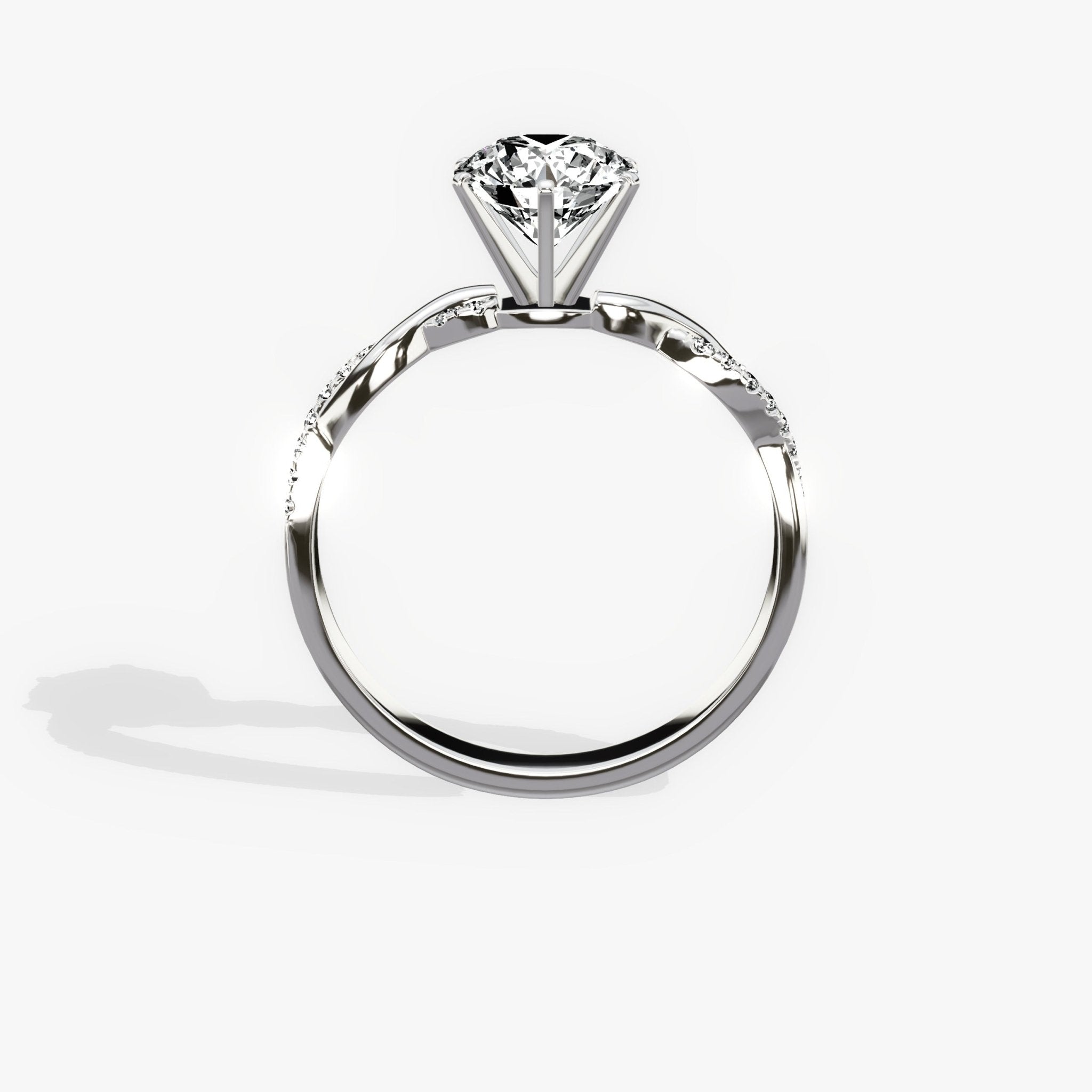 Intertwined Solitaire 1.01 ct Round Engagement Ring in White Gold - The Better Diamonds