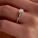 Intertwined Solitaire 1.01 ct Round Engagement Ring in White Gold - The Better Diamonds