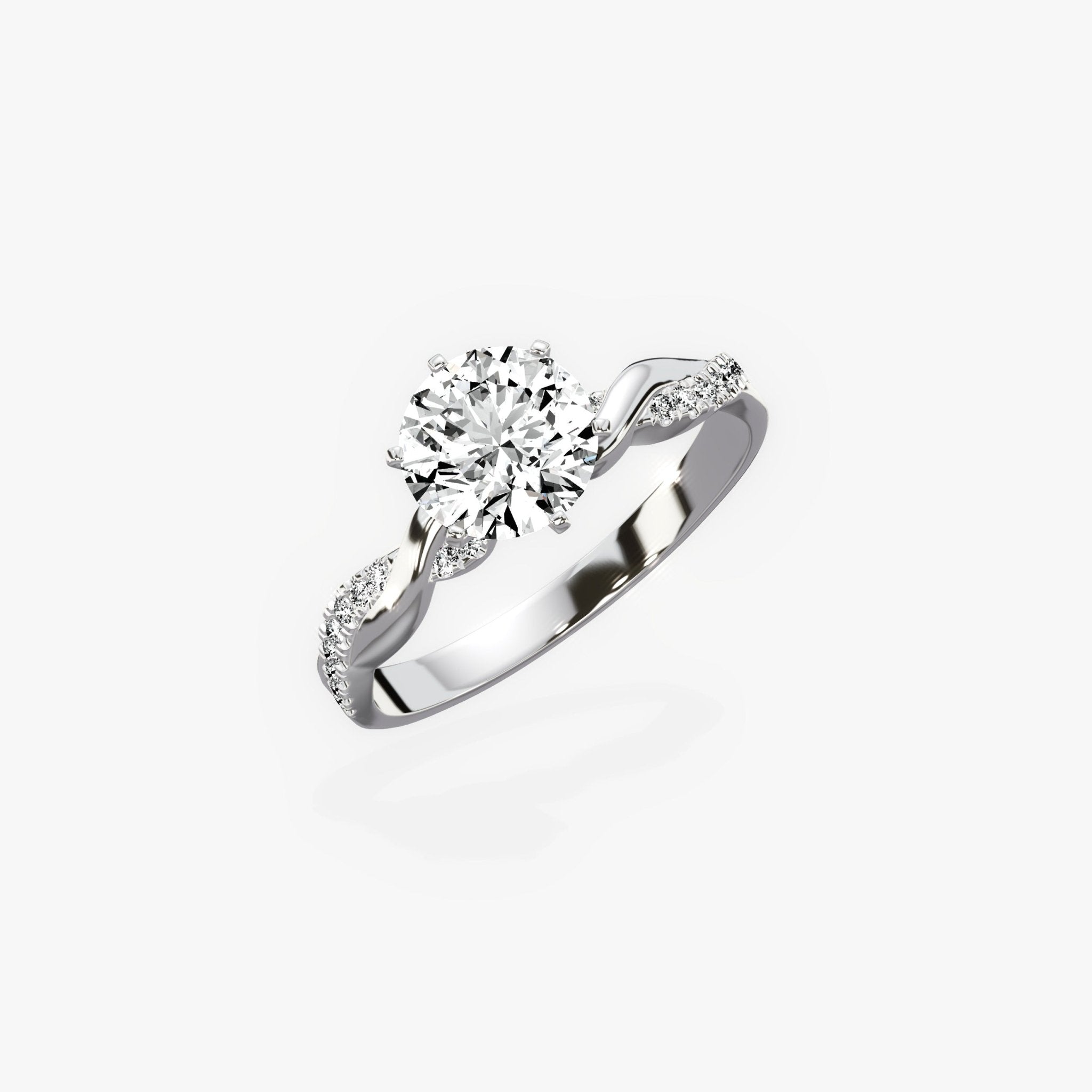 Intertwined Solitaire 1.01 ct Round Engagement Ring in White Gold - The Better Diamonds