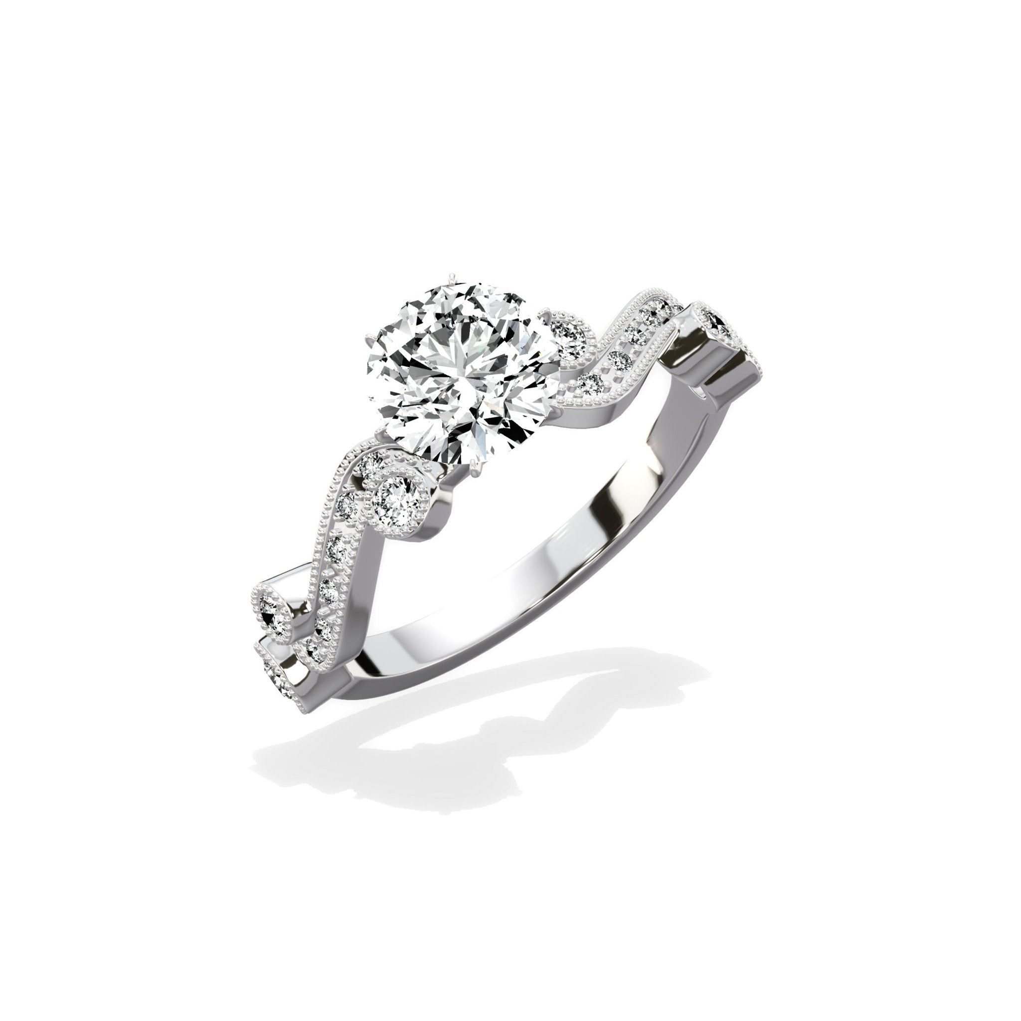 Iris Solitaire 1.06 ct Round Engagement Ring in White Gold - The Better Diamonds