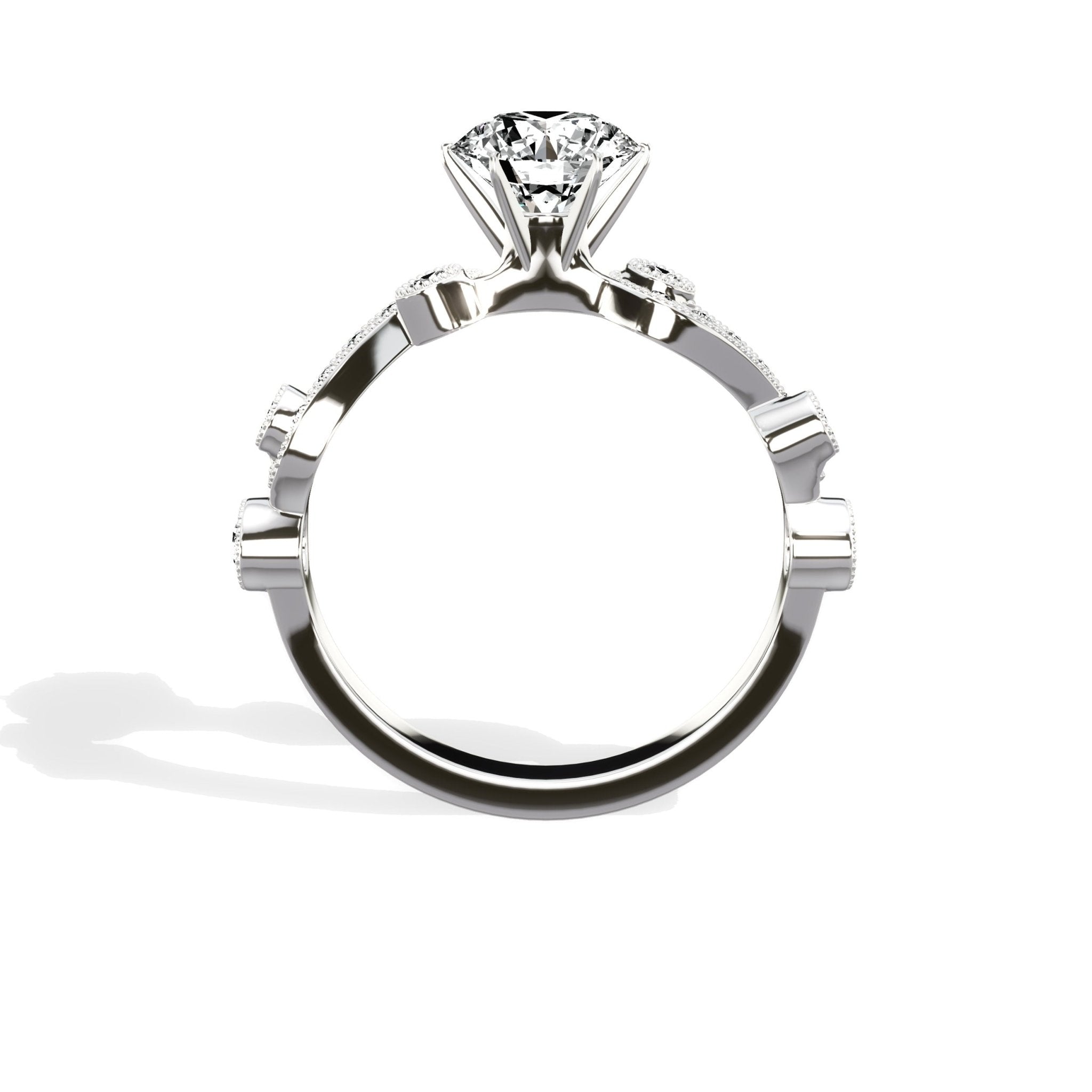 Iris Solitaire 1.06 ct Round Engagement Ring in White Gold - The Better Diamonds