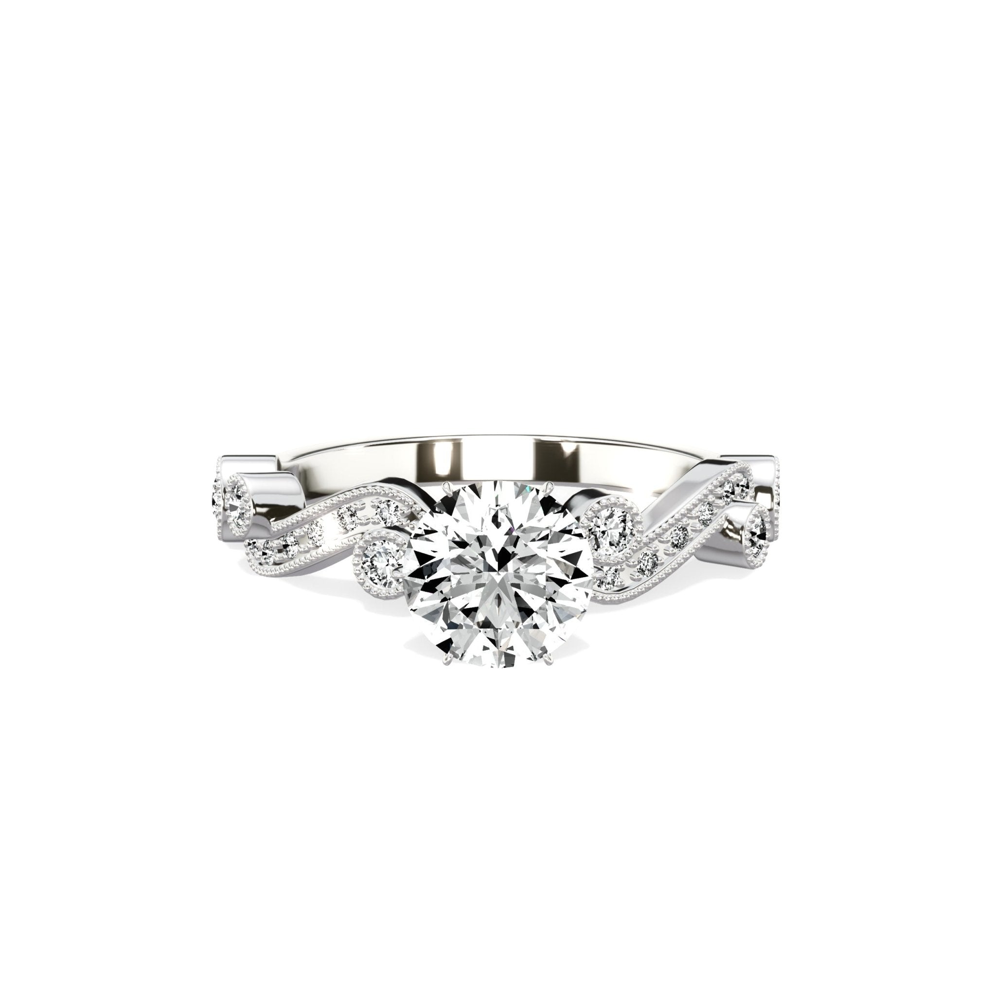 Iris Solitaire 1.06 ct Round Engagement Ring in White Gold - The Better Diamonds