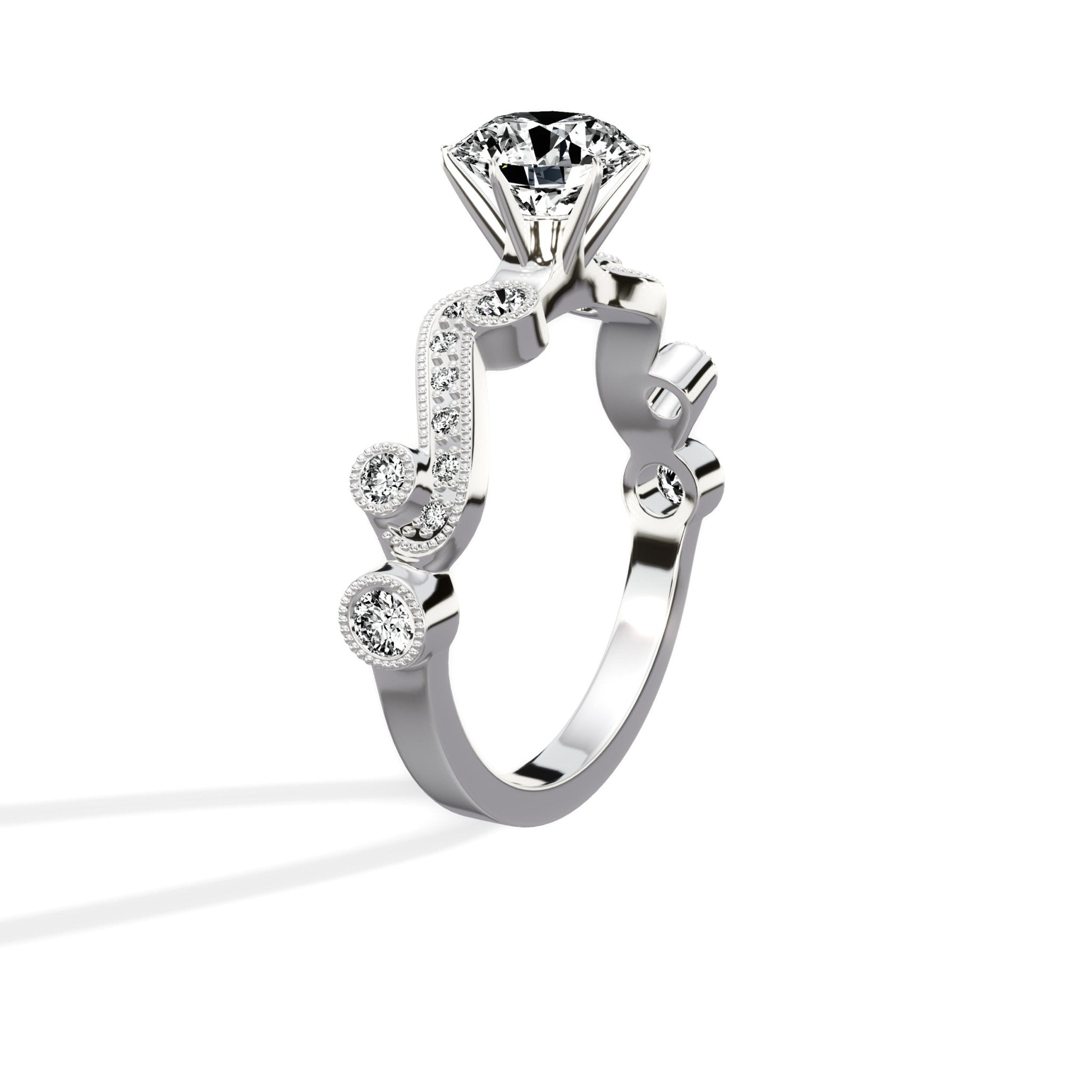 Iris Solitaire 1.06 ct Round Engagement Ring in White Gold - The Better Diamonds