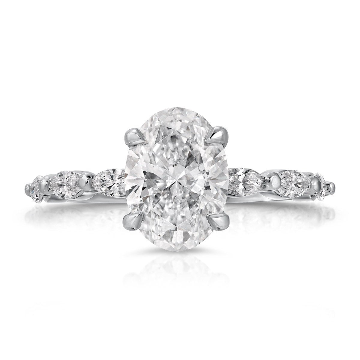 Marquise Solitaire 2.19 ct Oval Engagement Ring in White Gold - The Better Diamonds
