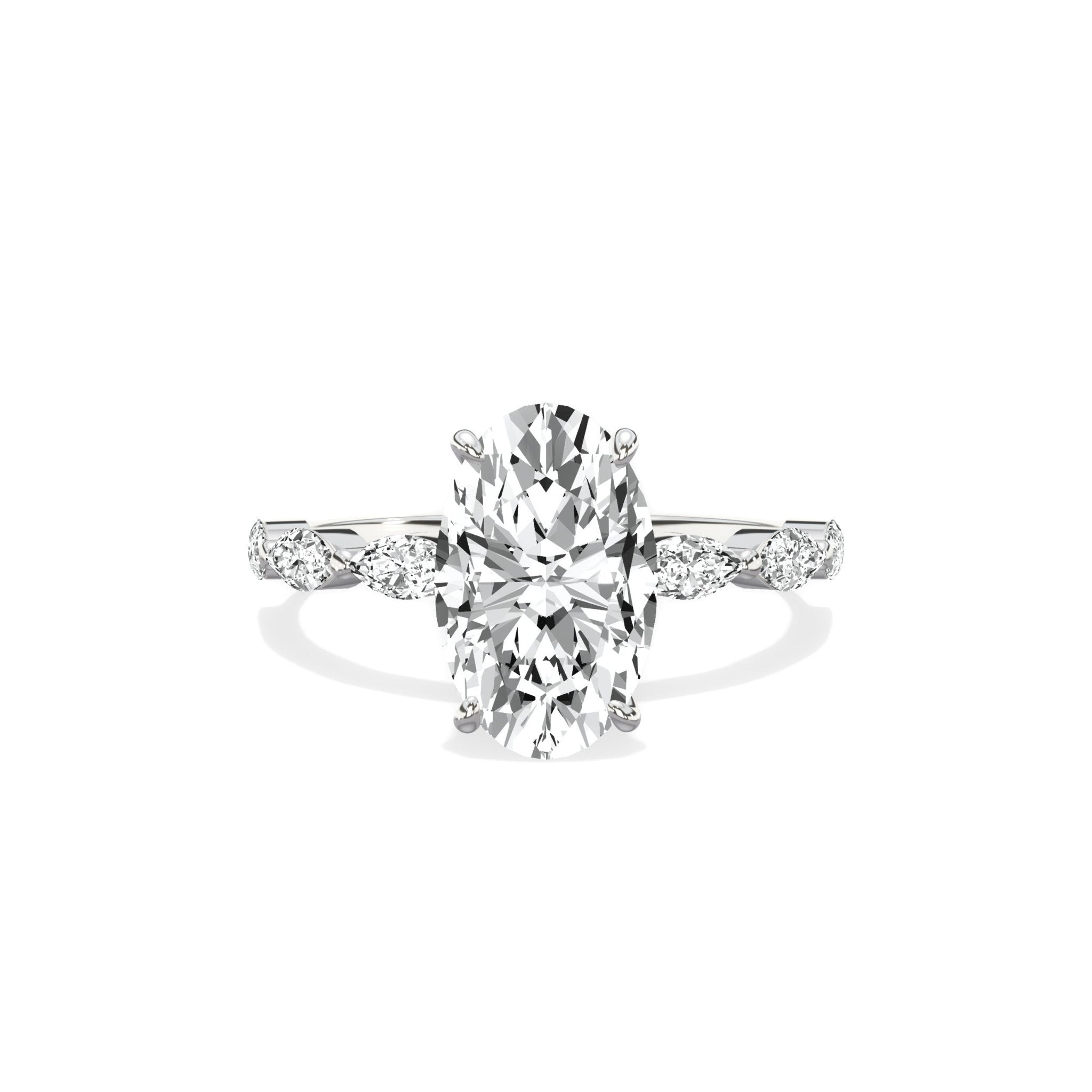 Marquise Solitaire 2.19 ct Oval Engagement Ring in White Gold - The Better Diamonds