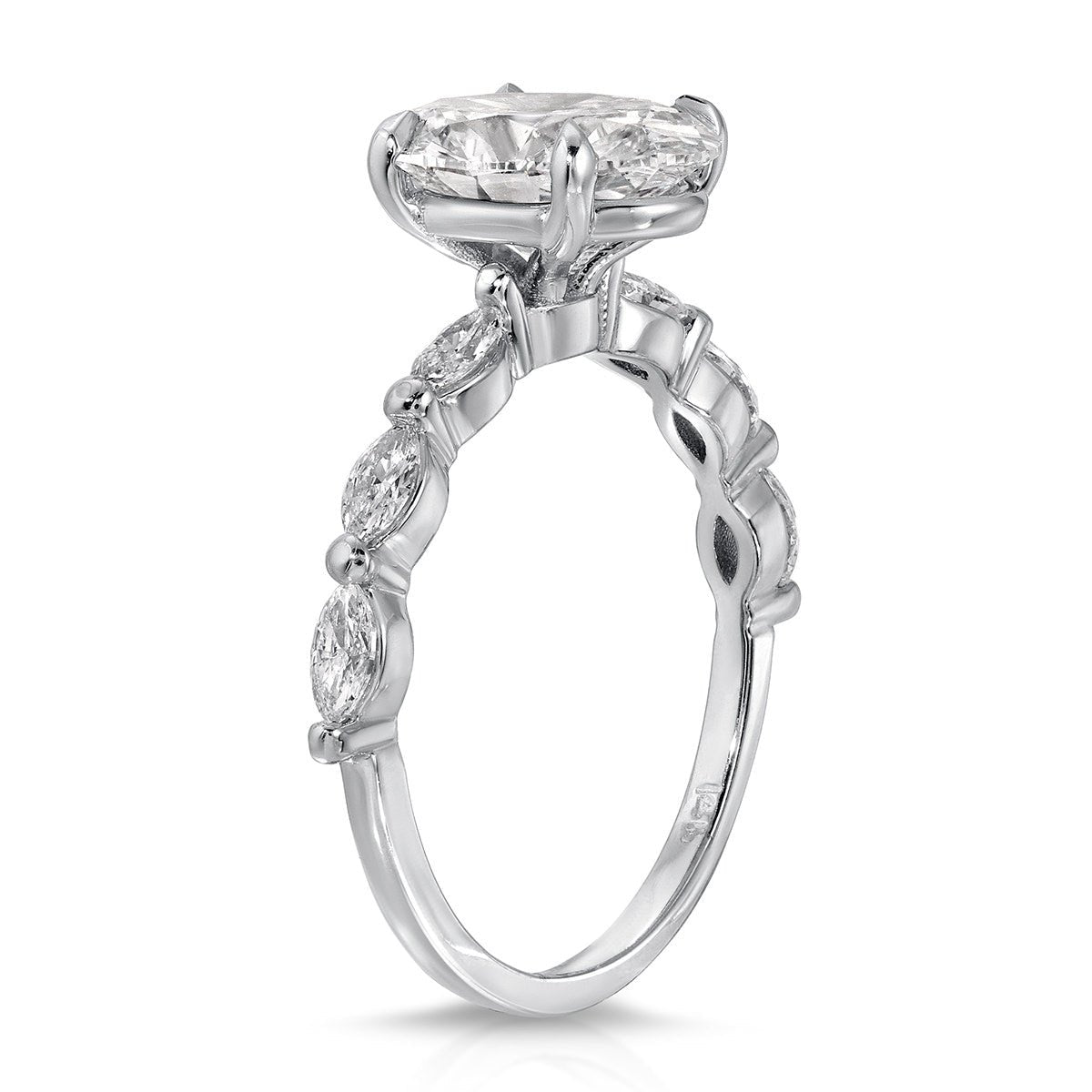 Marquise Solitaire 2.19 ct Oval Engagement Ring in White Gold - The Better Diamonds
