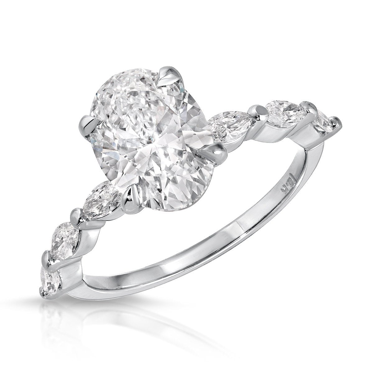 Marquise Solitaire 2.19 ct Oval Engagement Ring in White Gold - The Better Diamonds