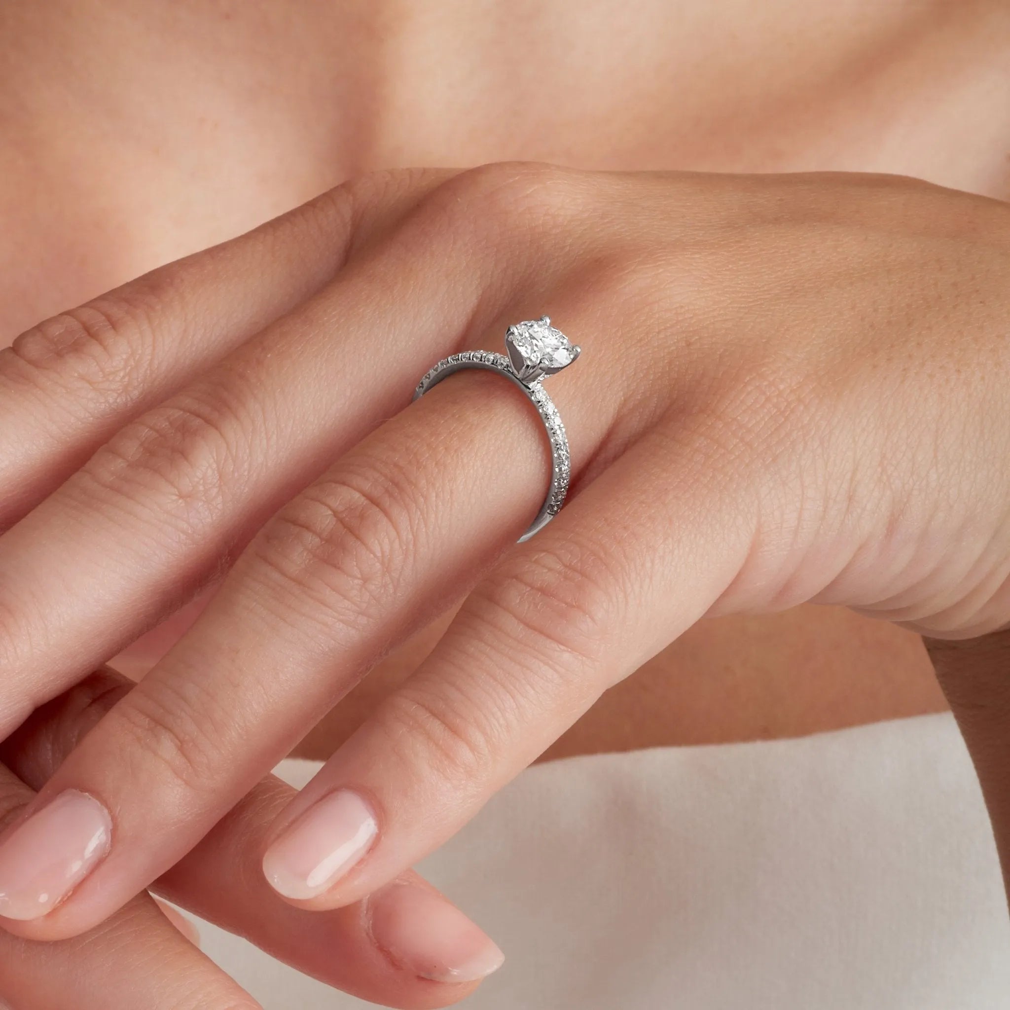 Martini Hidden Halo 1.55 ct Round Engagement Ring in White Gold - The Better Diamonds