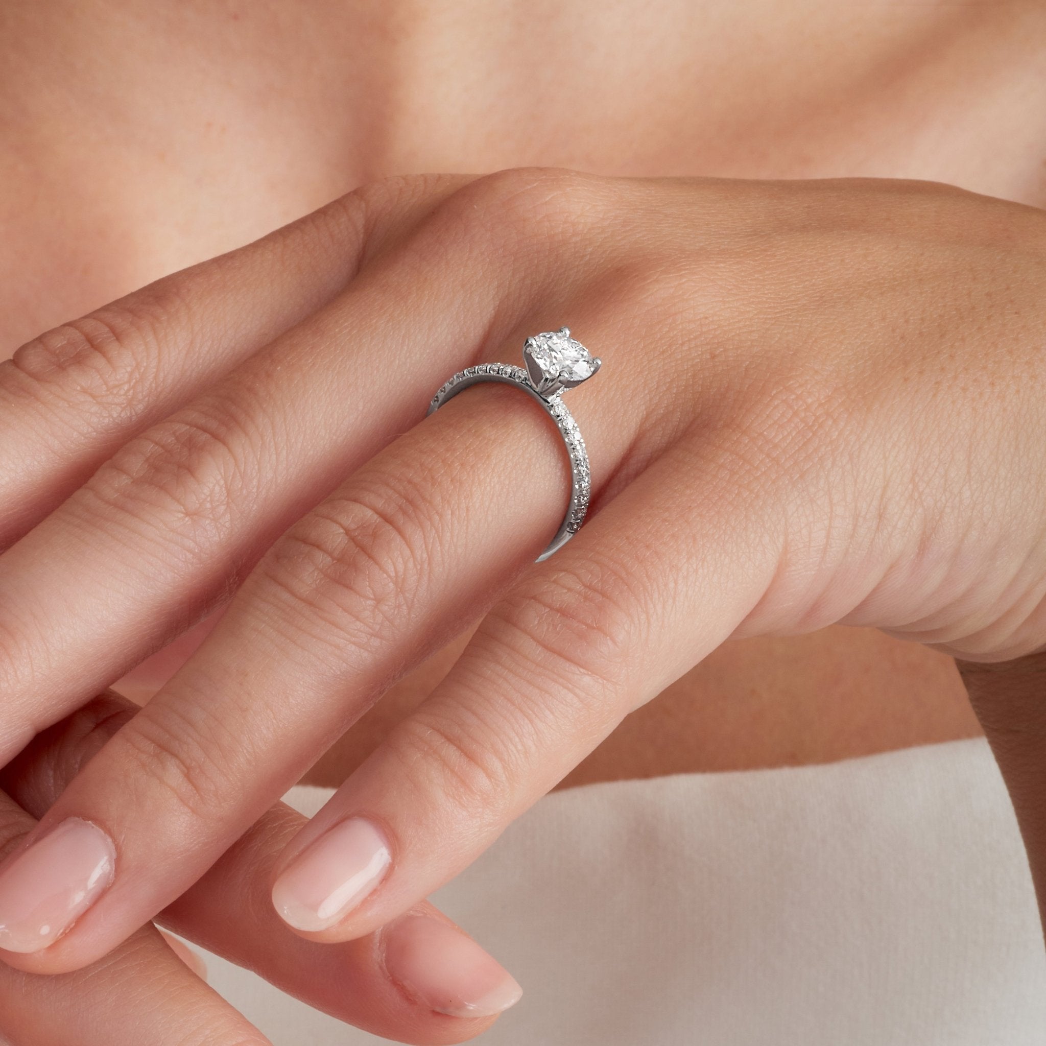 Martini Hidden Halo 1.55 ct Round Engagement Ring in White Gold - The Better Diamonds