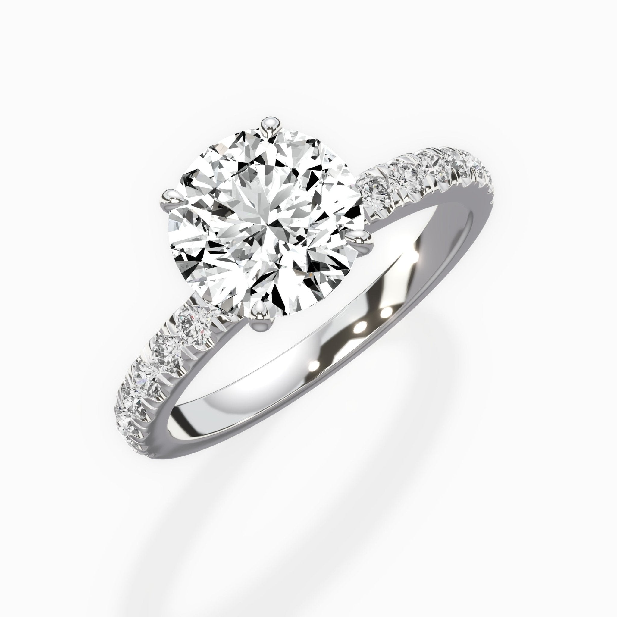 Martini Hidden Halo 1.55 ct Round Lab Grown Diamond Engagement Ring in 14K White Gold - The Better Diamonds