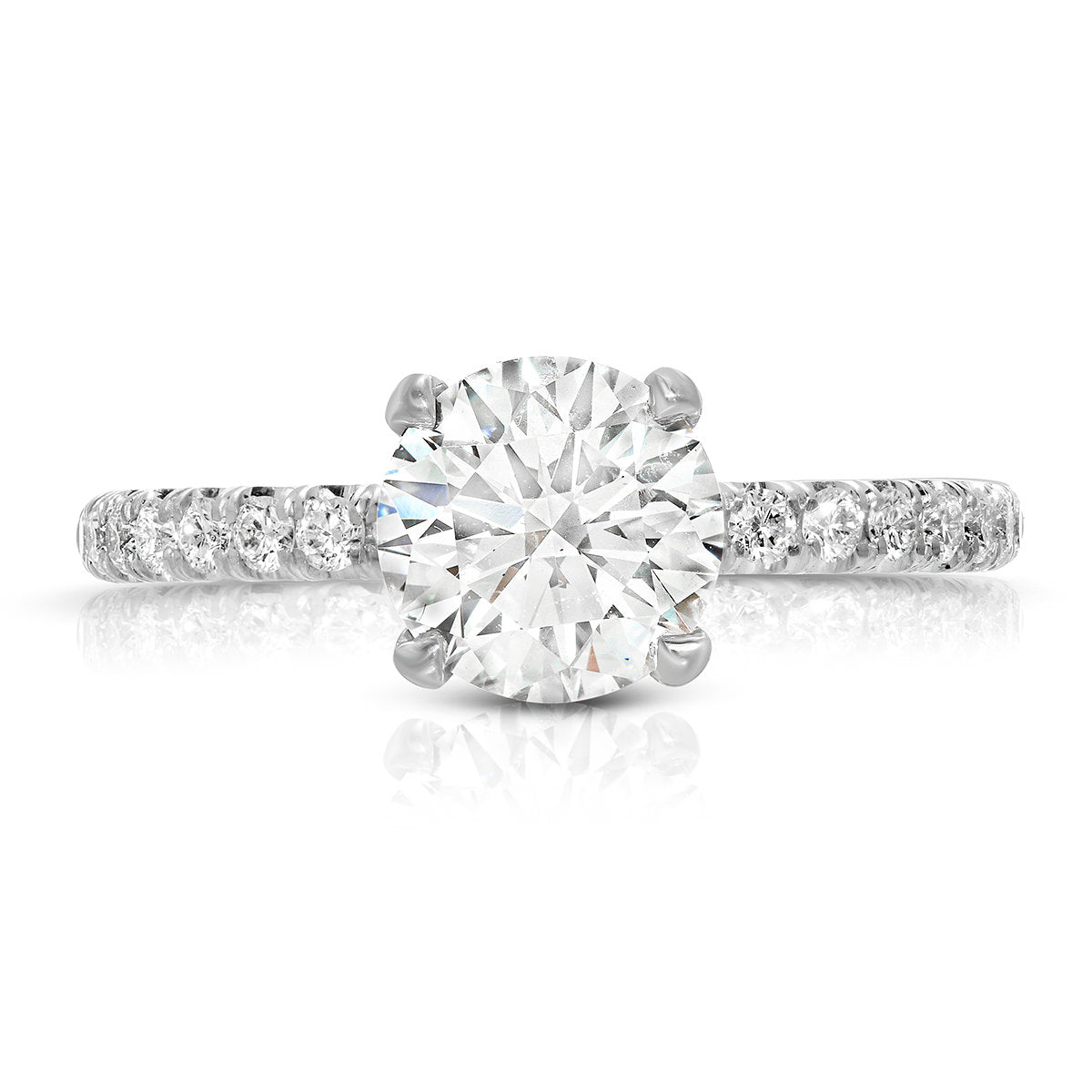 Martini Hidden Halo Round Engagement Ring in White Gold