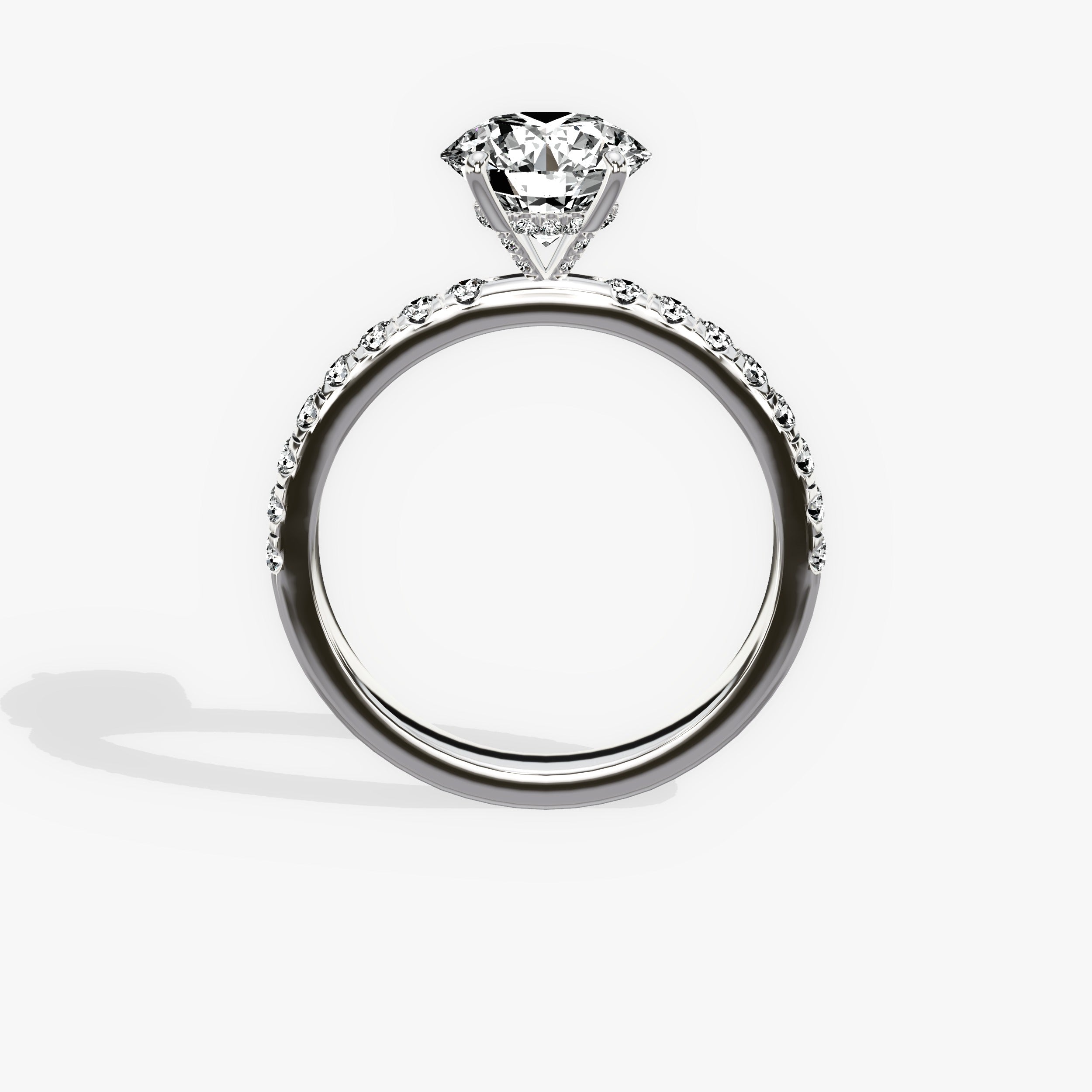 Martini Hidden Halo Round Engagement Ring in White Gold