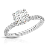 Martini Hidden Halo Round Engagement Ring in White Gold