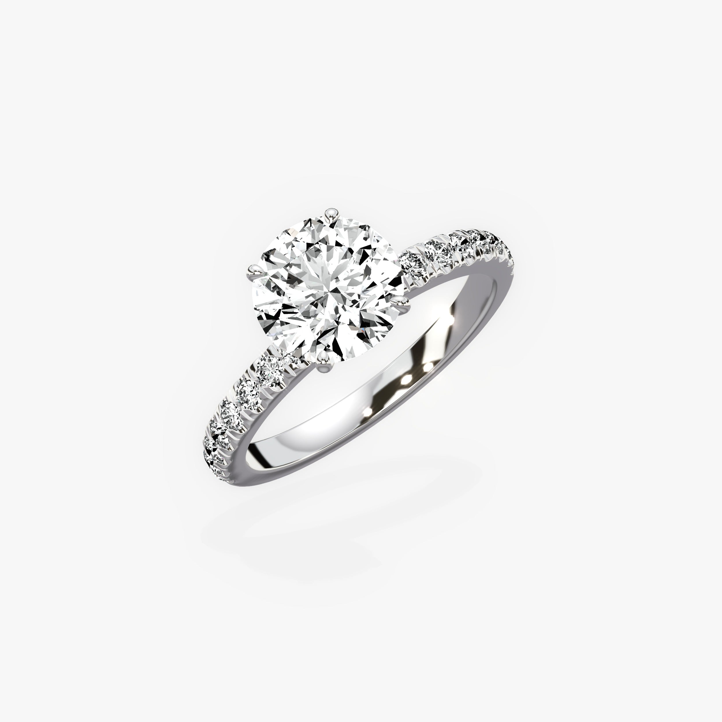 Martini Hidden Halo Round Engagement Ring in White Gold