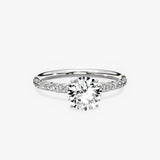 Martini Pave Solitaire 1.00 ct Round Engagement Ring in White Gold - The Better Diamonds