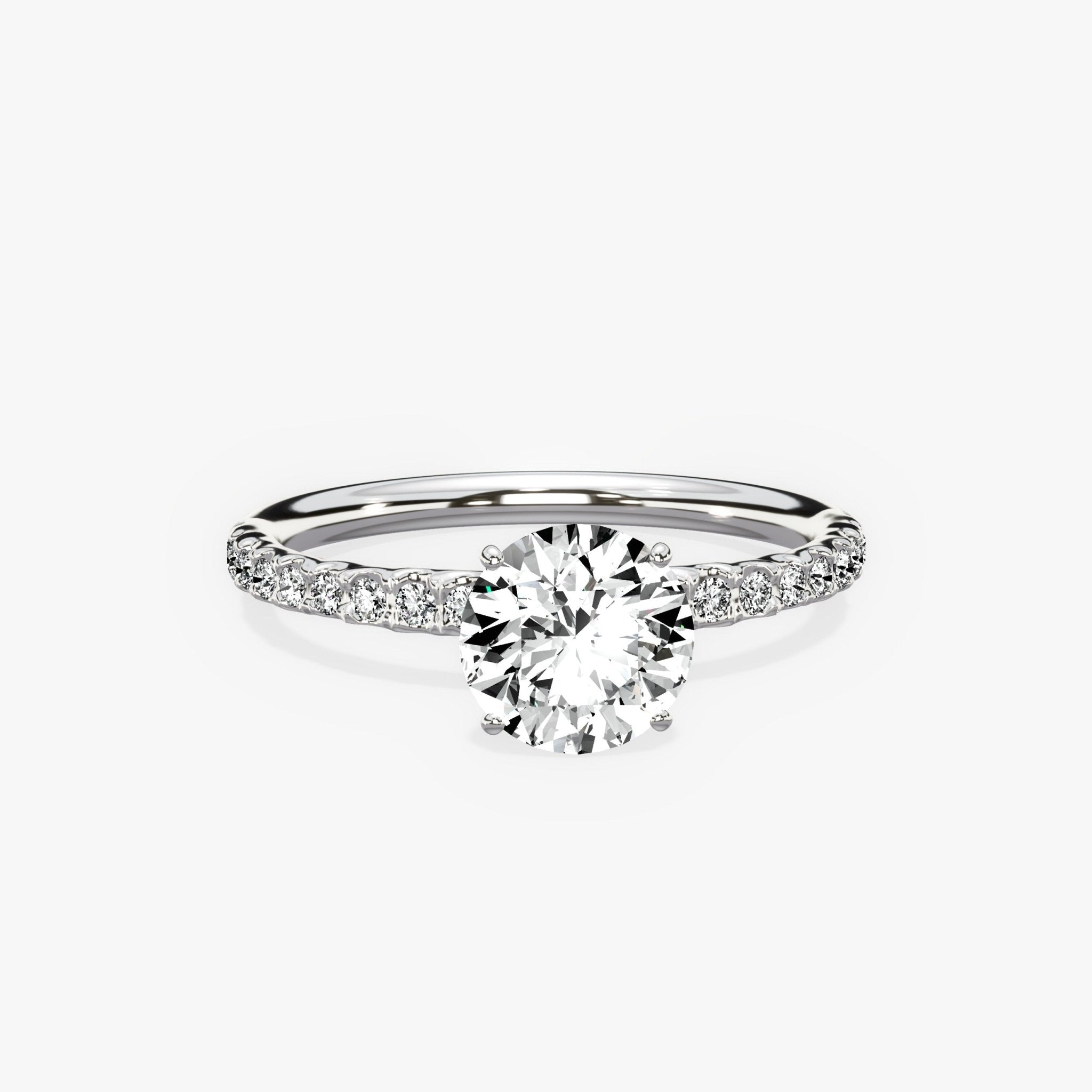 Martini Pave Solitaire 1.00 ct Round Engagement Ring in White Gold - The Better Diamonds