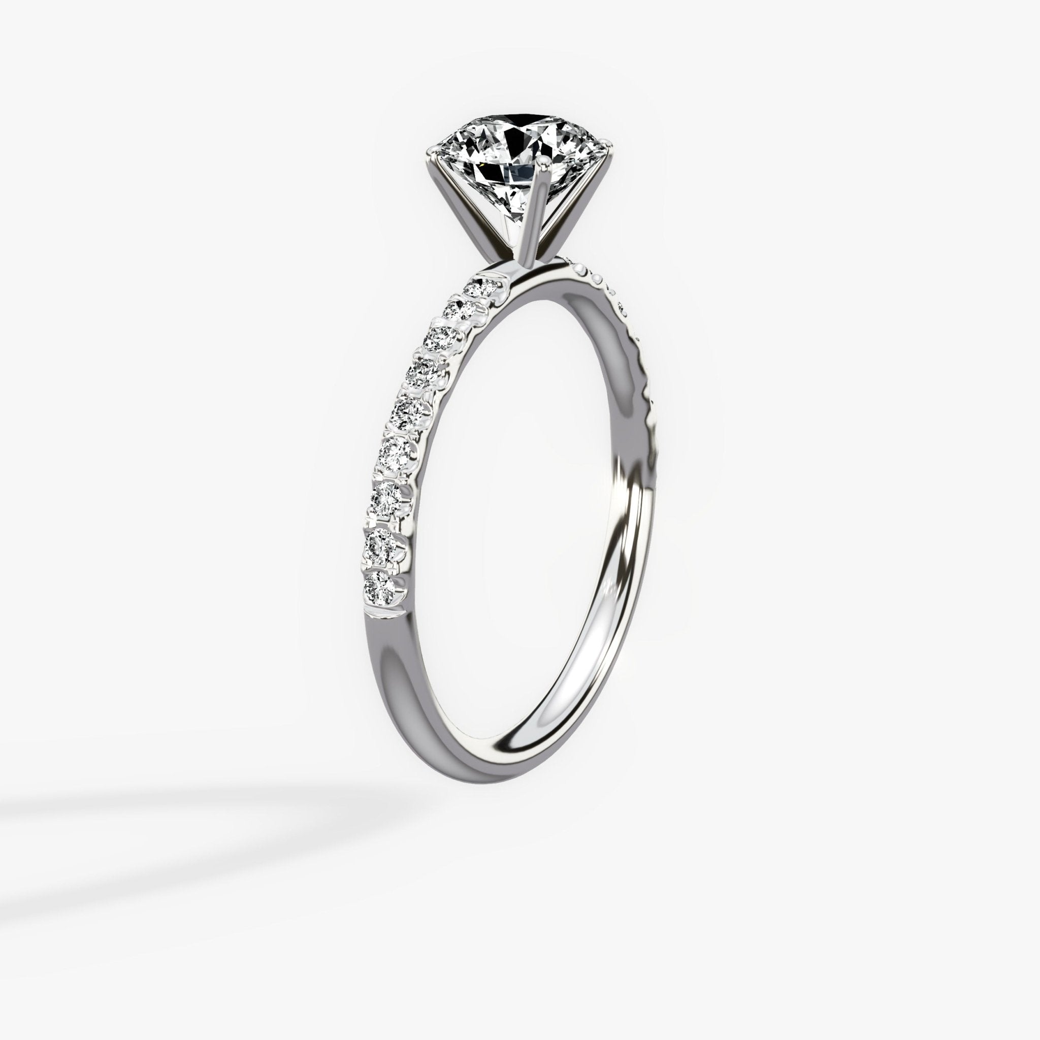 Martini Pave Solitaire 1.00 ct Round Engagement Ring in White Gold - The Better Diamonds