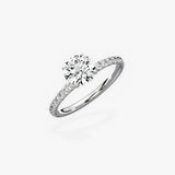 Martini Pave Solitaire 1.00 ct Round Engagement Ring in White Gold - The Better Diamonds