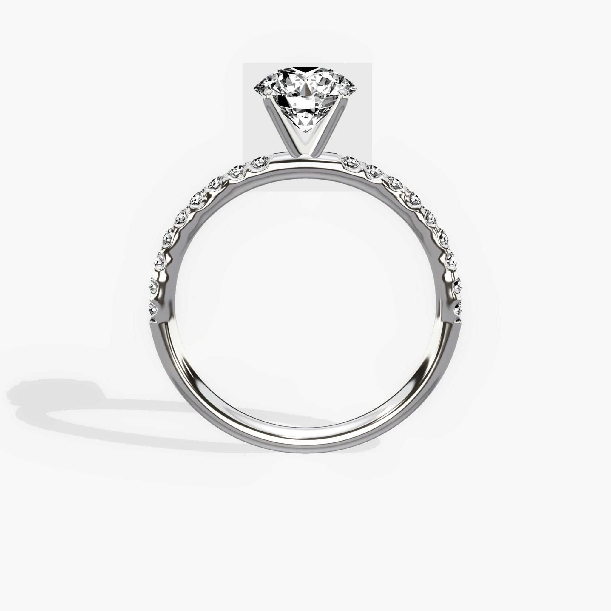 Martini Pave Solitaire 1.00 ct Round Engagement Ring in White Gold - The Better Diamonds