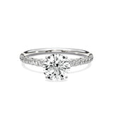 Martini Pave Solitaire 1.00 ct Round Engagement Ring in White Gold - The Better Diamonds