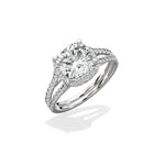 Milgrain Cathedral Halo 2.14 ct Cushion Engagement Ring in White Gold - The Better Diamonds