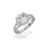 Milgrain Cathedral Halo 2.14 ct Cushion Engagement Ring in White Gold - The Better Diamonds