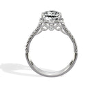 Milgrain Cathedral Halo 2.14 ct Cushion Engagement Ring in White Gold - The Better Diamonds